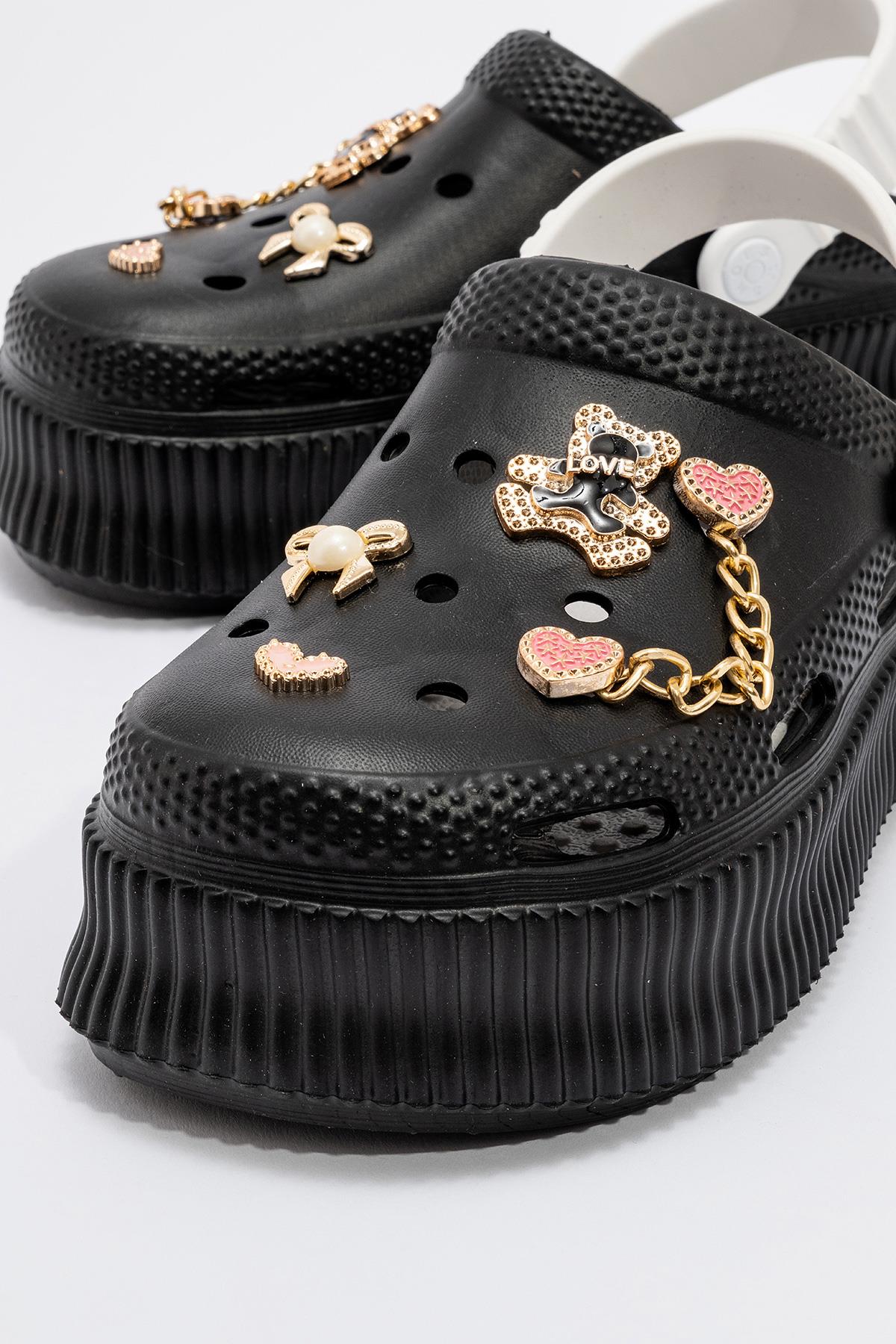 Kadın Düz Terlik SİYAH BEYAZ - Görsel 6