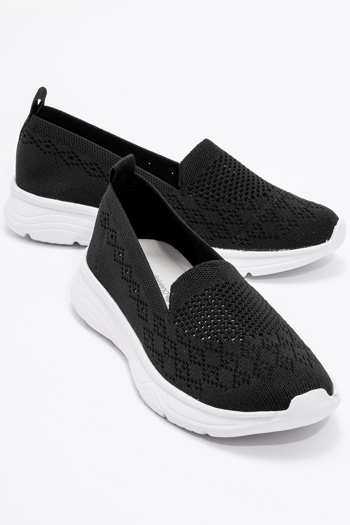 Kadın Triko Günlük Ayakkabı SİYAH BEYAZ - Görsel 3