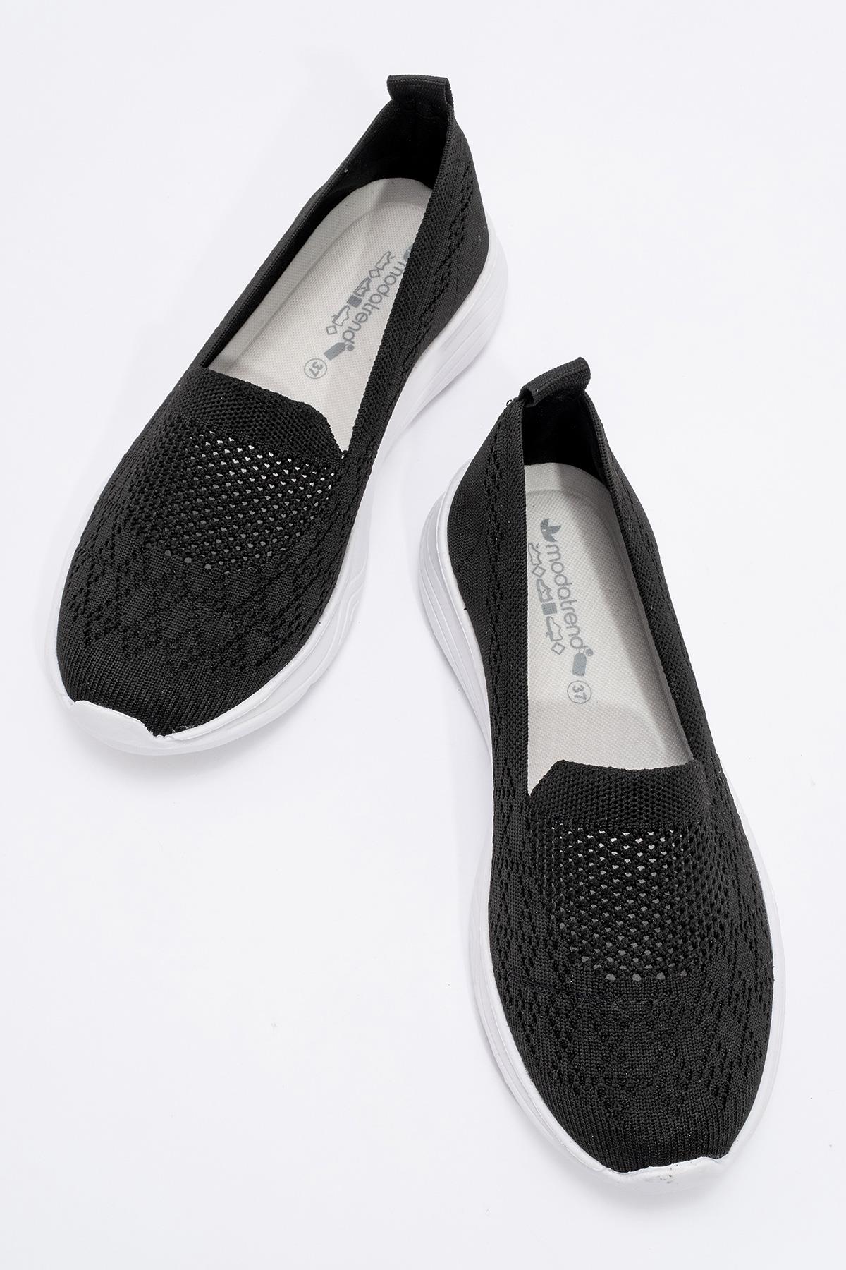 Kadın Triko Günlük Ayakkabı SİYAH BEYAZ - Görsel 6