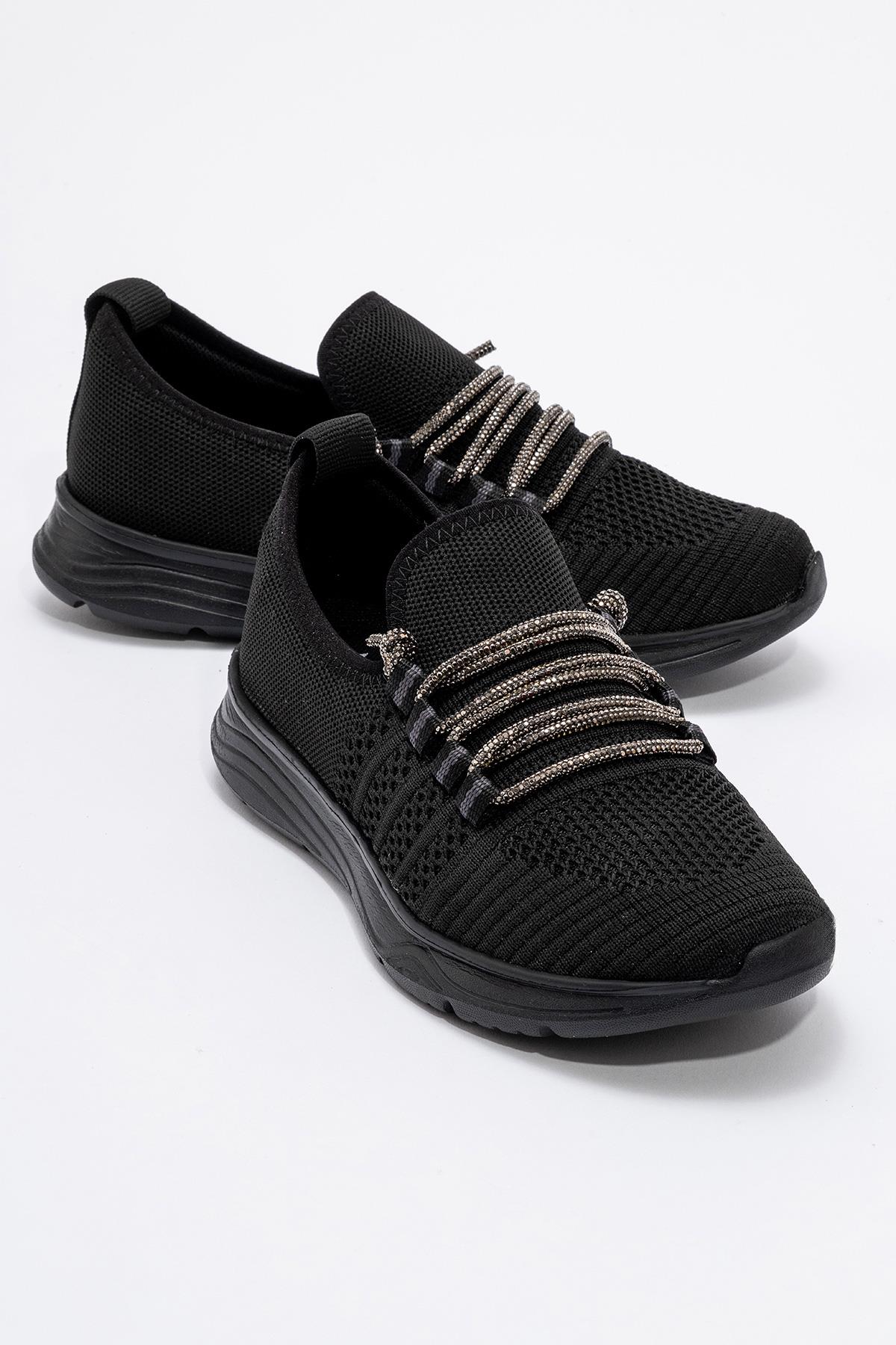 Kadın Taşlı Triko Ayakkabı SİYAH SİYAH - Görsel 3