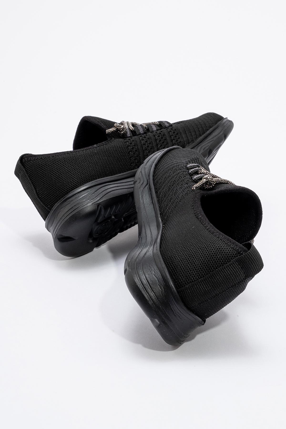 Kadın Taşlı Triko Ayakkabı SİYAH SİYAH - Görsel 5
