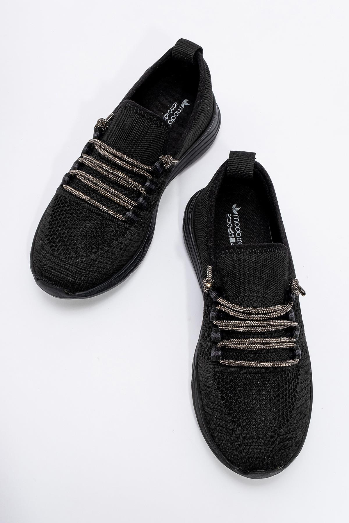 Kadın Taşlı Triko Ayakkabı SİYAH SİYAH - Görsel 6
