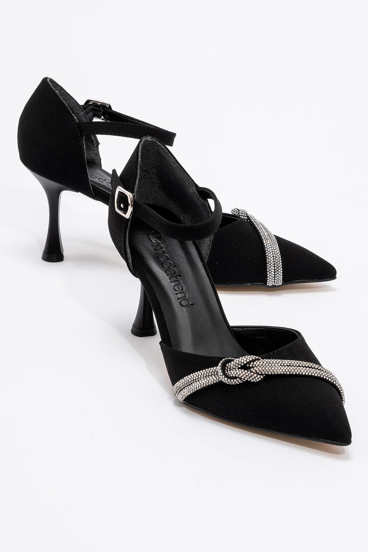 Kadın Taşlı Topuklu Ayakkabı SİYAH ZRA - Görsel 3