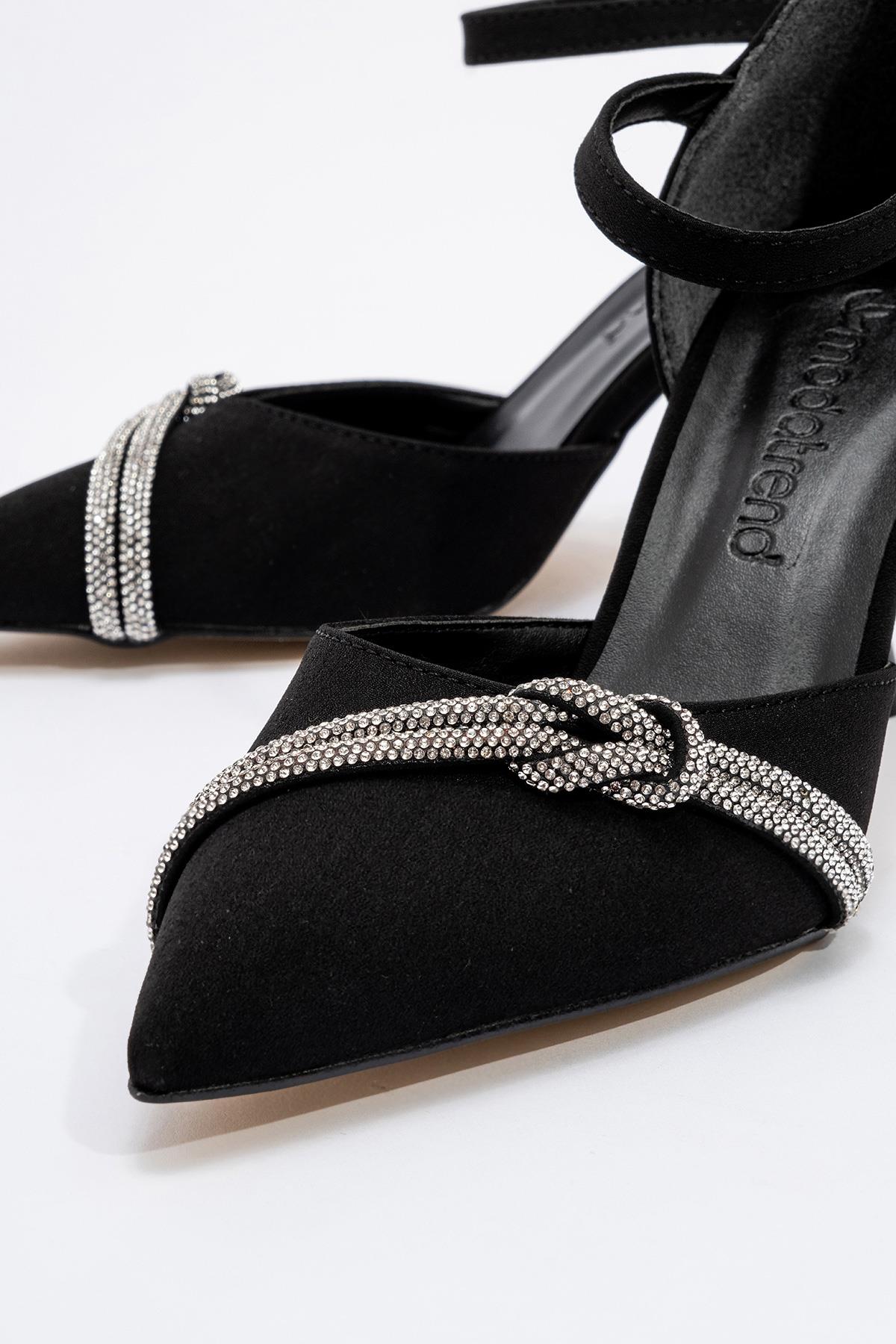 Kadın Taşlı Topuklu Ayakkabı SİYAH ZRA - Görsel 4