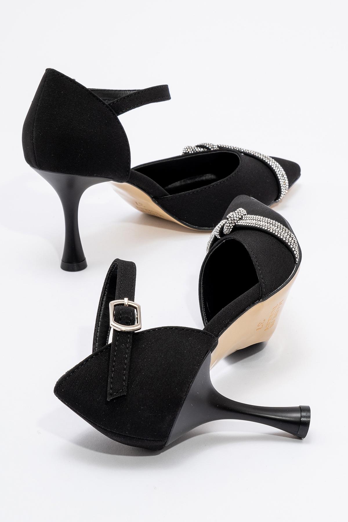 Kadın Taşlı Topuklu Ayakkabı SİYAH ZRA - Görsel 5
