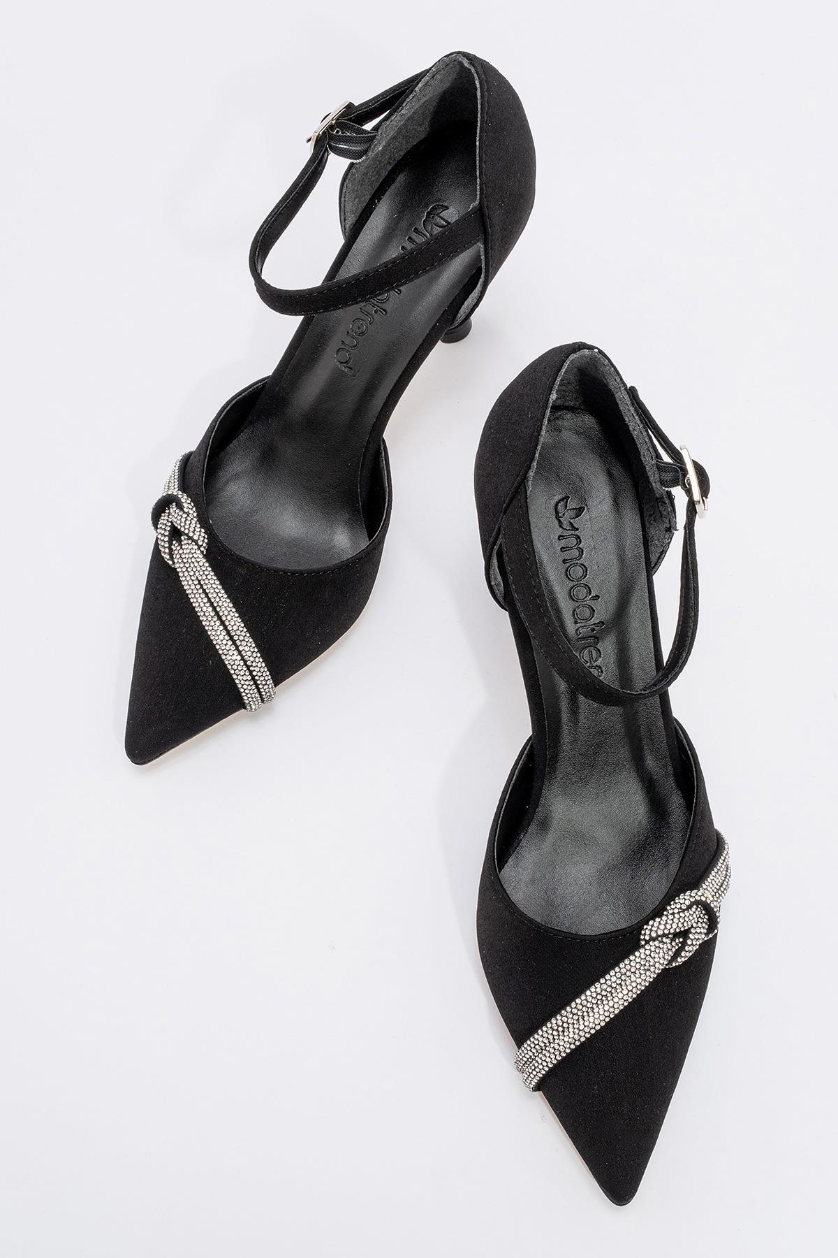 Kadın Taşlı Topuklu Ayakkabı SİYAH ZRA - Görsel 6