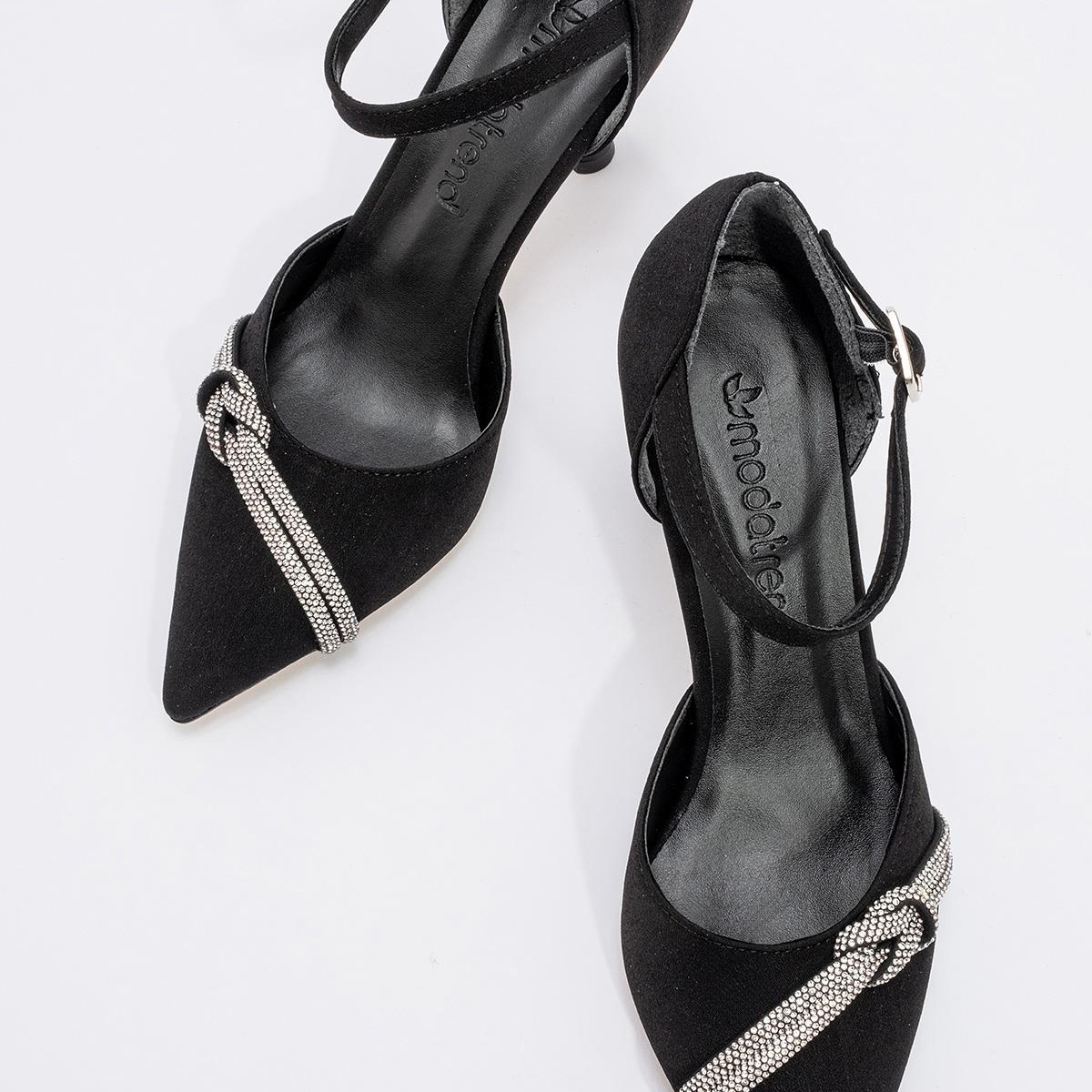 Kadın Taşlı Topuklu Ayakkabı SİYAH ZRA - Görsel 7