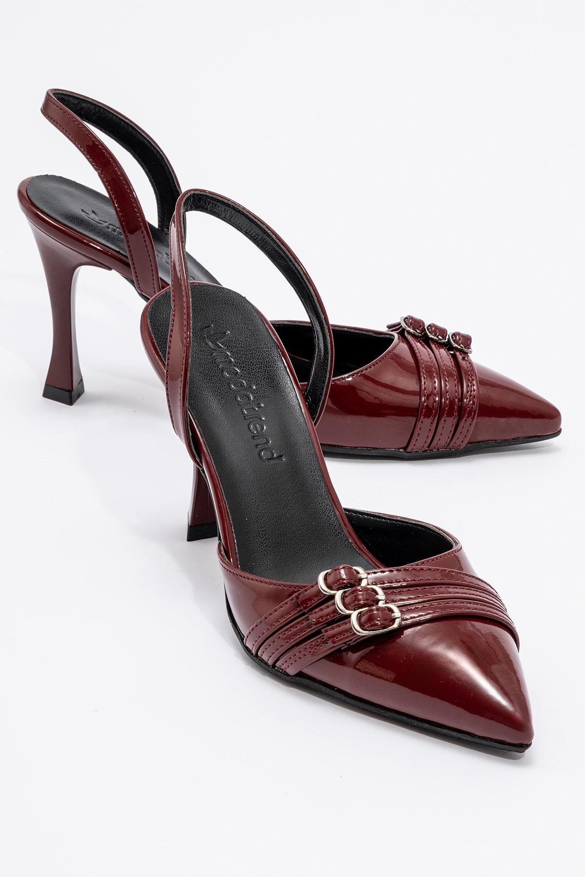 Kadın 3 Tokalı Topuklu Ayakkabı BORDO RUGAN - Görsel 3