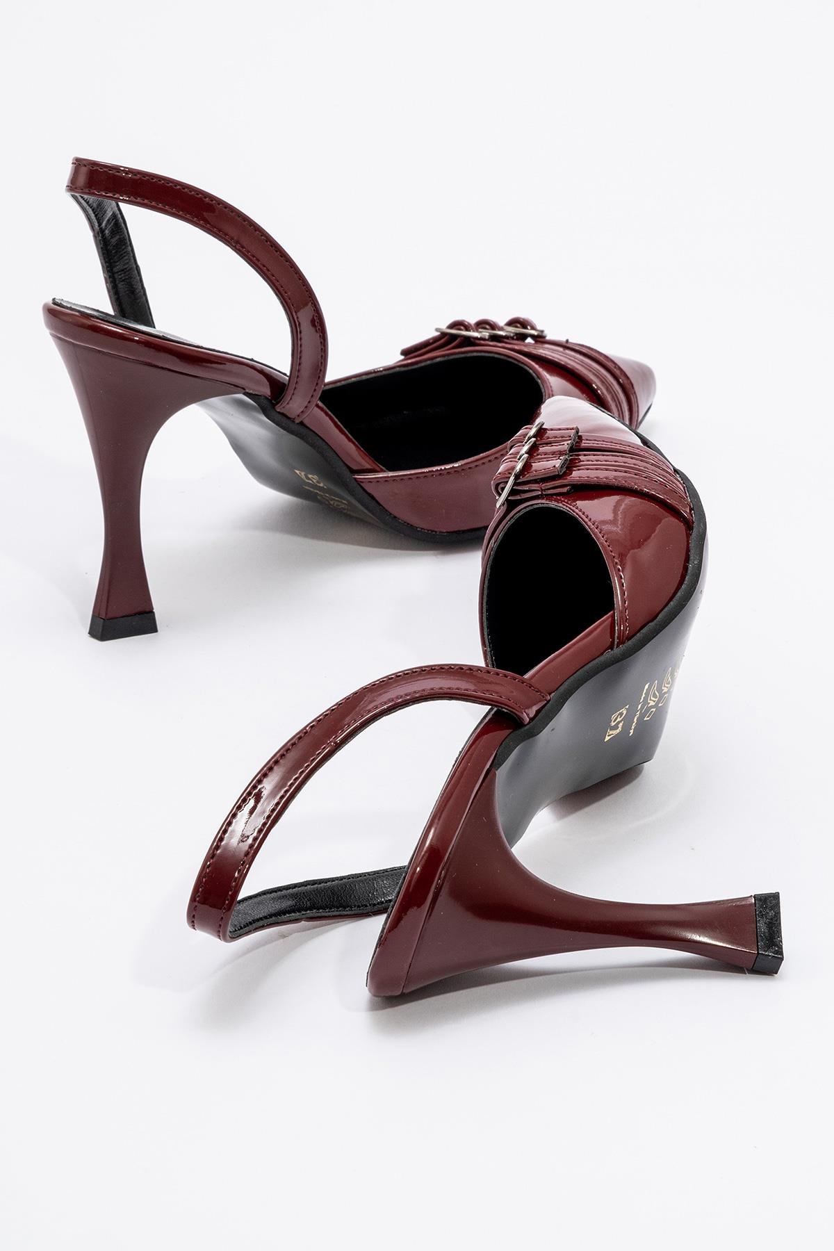 Kadın 3 Tokalı Topuklu Ayakkabı BORDO RUGAN - Görsel 5