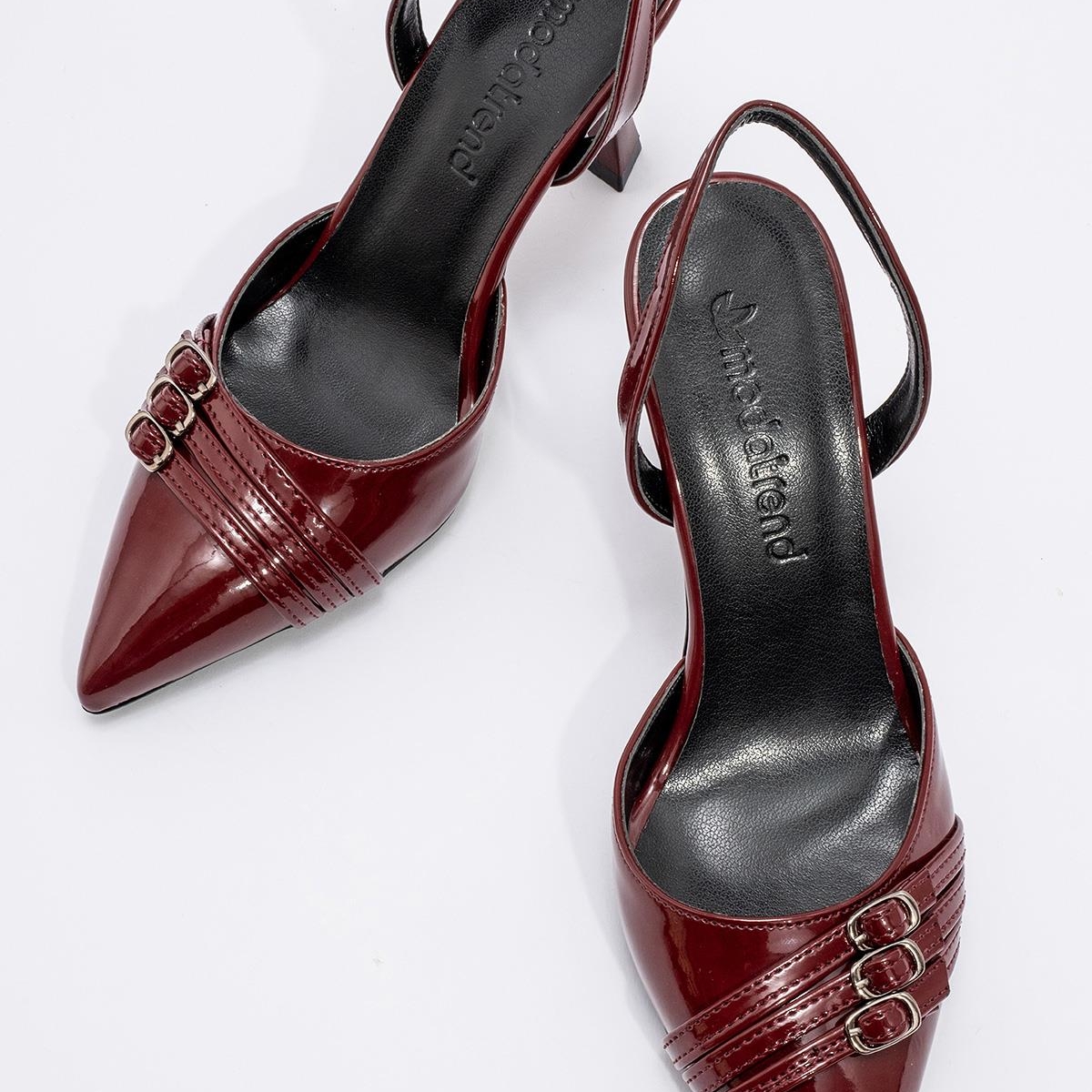 Kadın 3 Tokalı Topuklu Ayakkabı BORDO RUGAN - Görsel 7