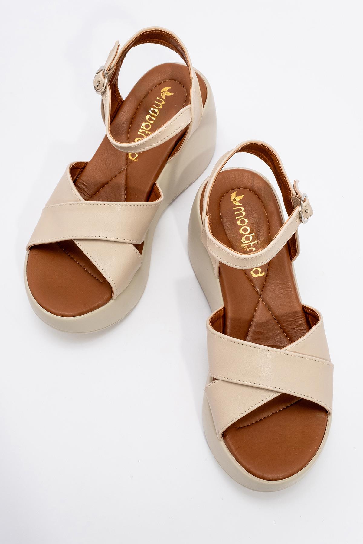 Kadın Çapraz Biyeli Sandalet BEJ - Görsel 6