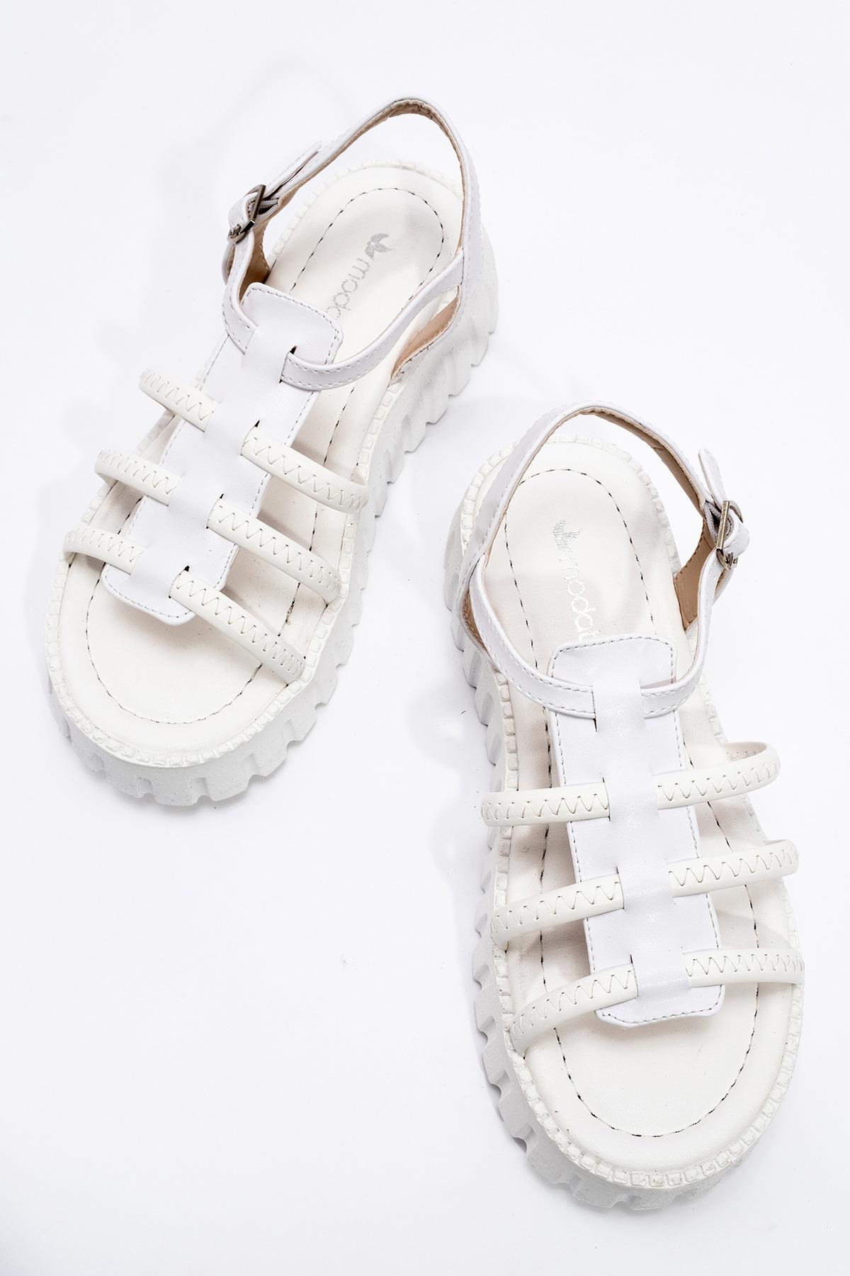 Kadın 3 Biyeli Sandalet BEYAZ - Görsel 6