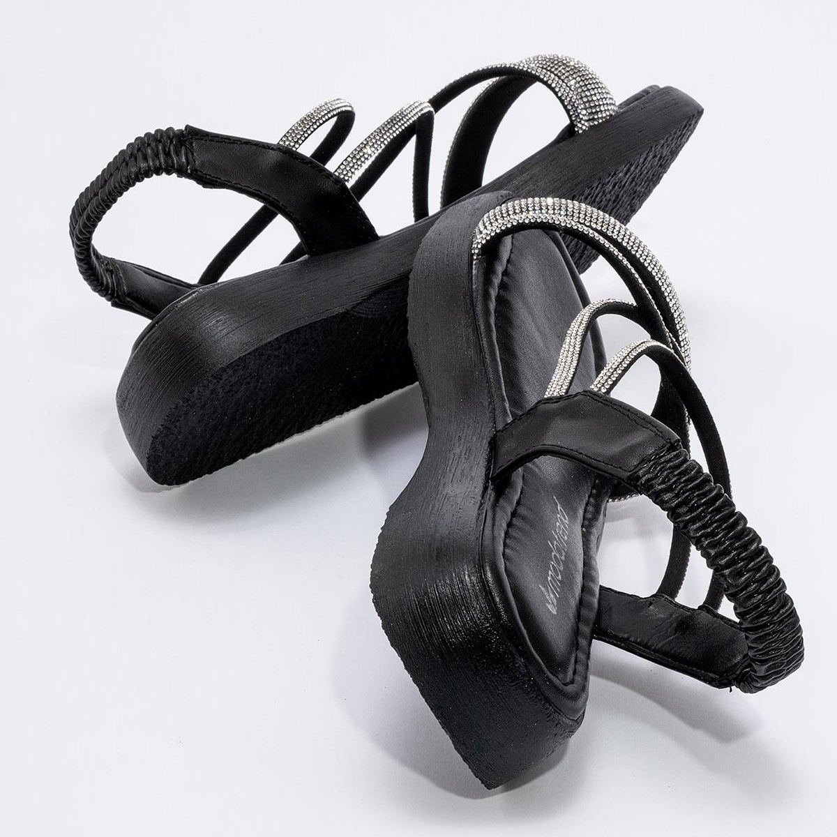 Kadın Kalın Taşlı Sandalet SİYAH - Görsel 7