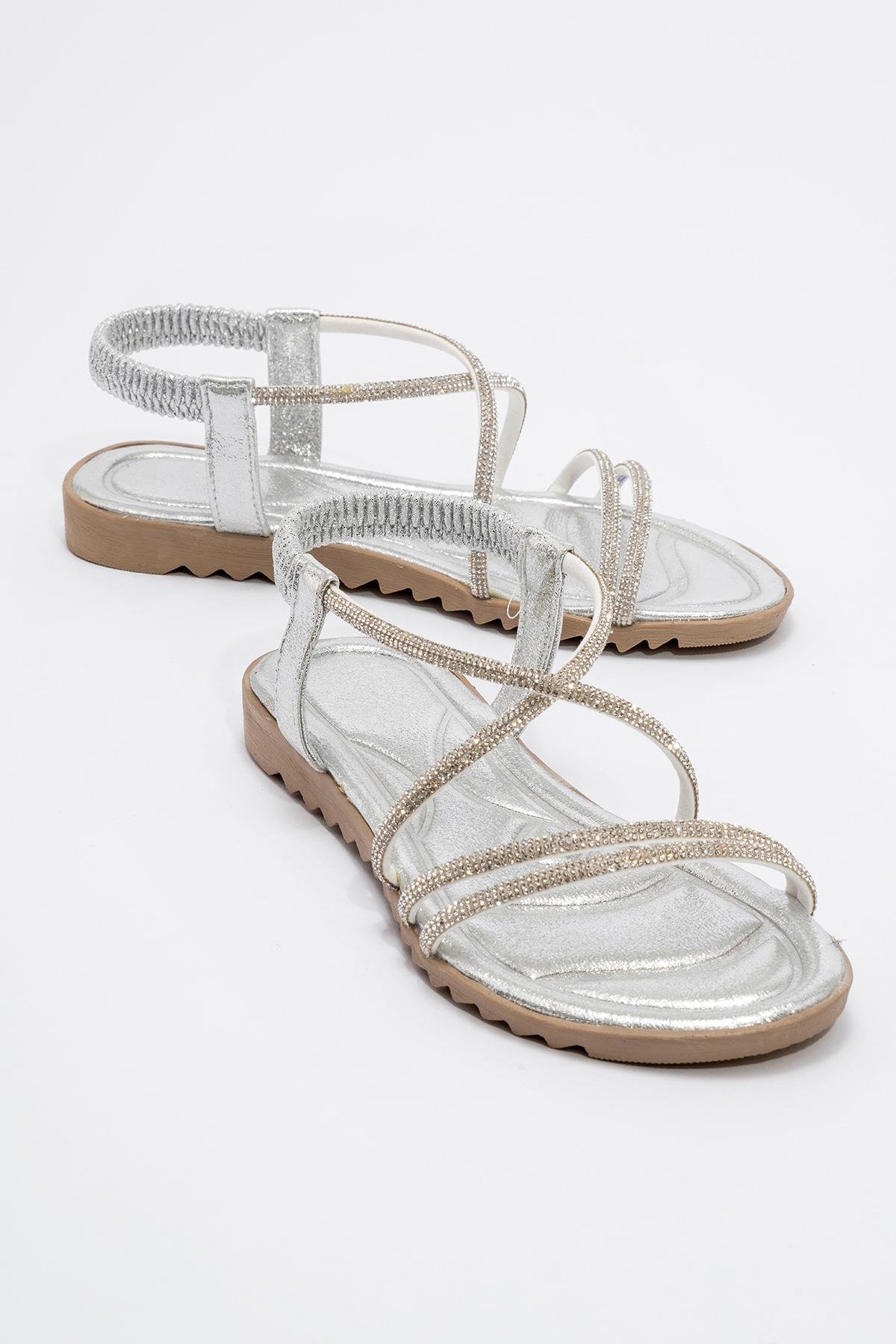 Kadın Çapraz Taşlı Sandalet GÜMÜŞ - Görsel 3