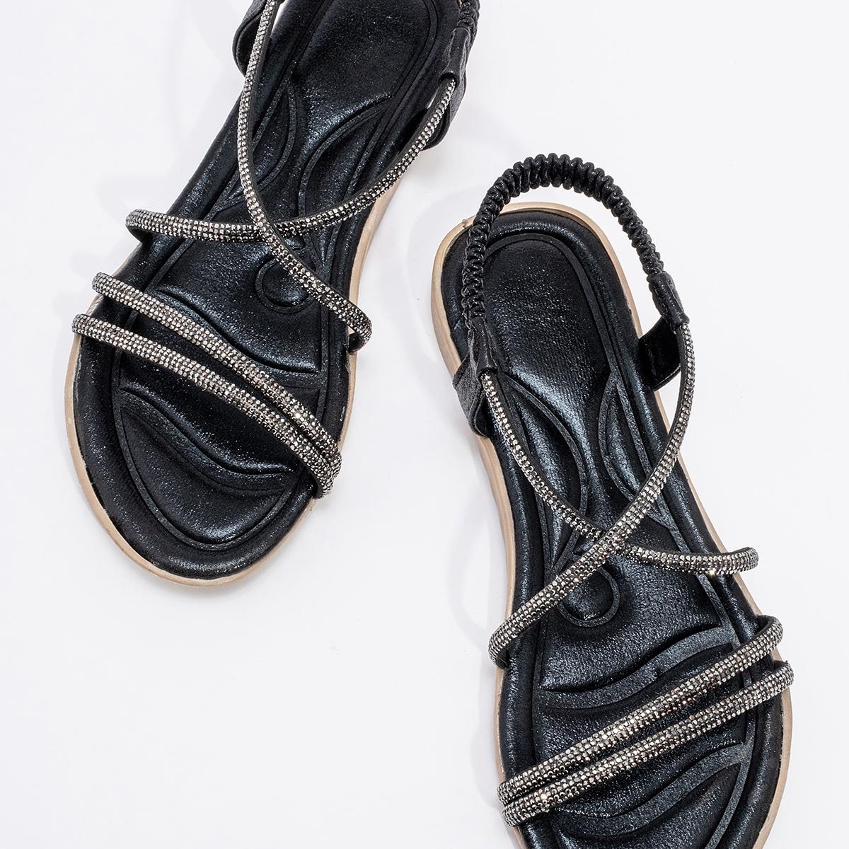 Kadın Çapraz Taşlı Sandalet SİYAH - Görsel 7