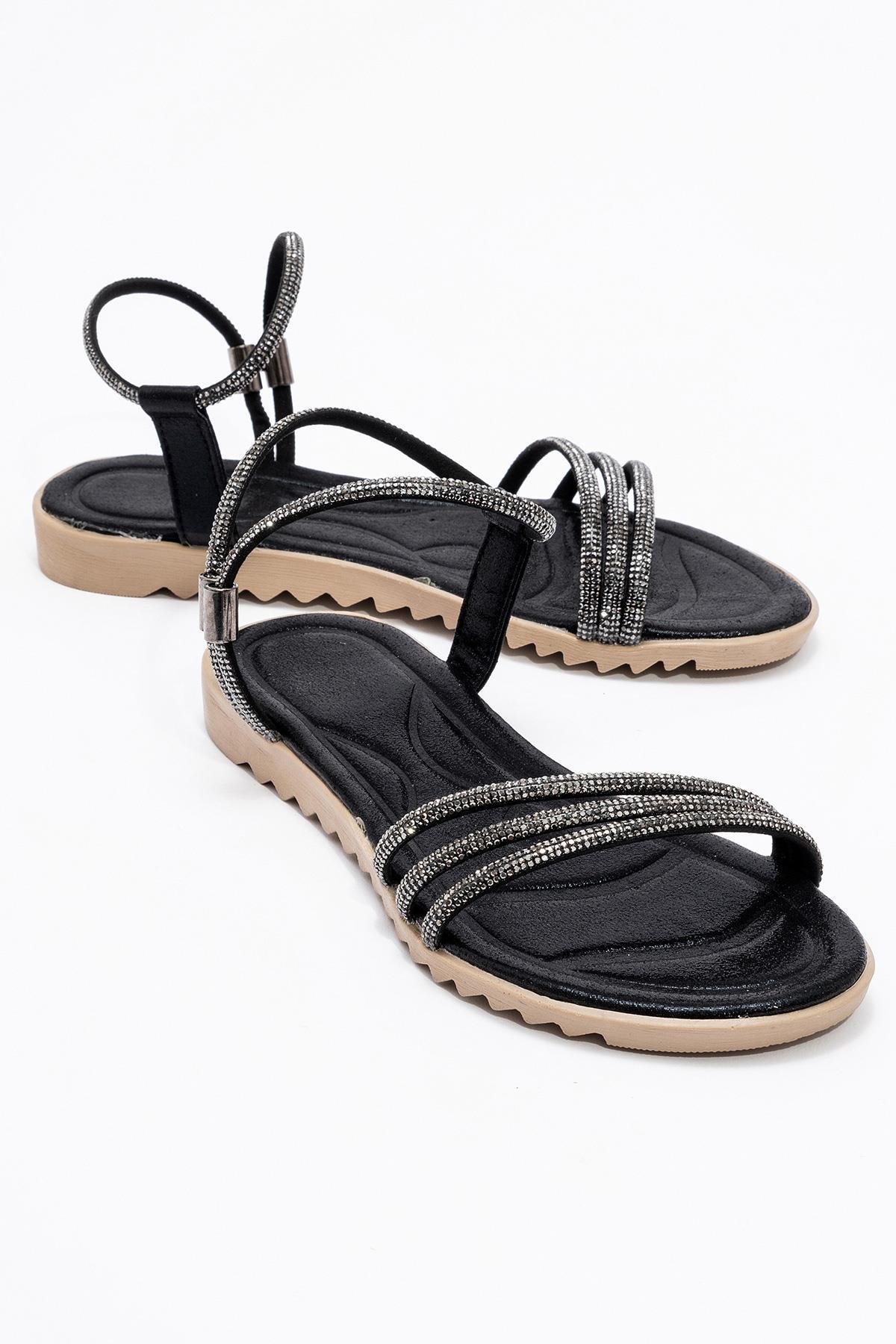Kadın Taşlı Topuklu Ayakkabı SİYAH - Görsel 3