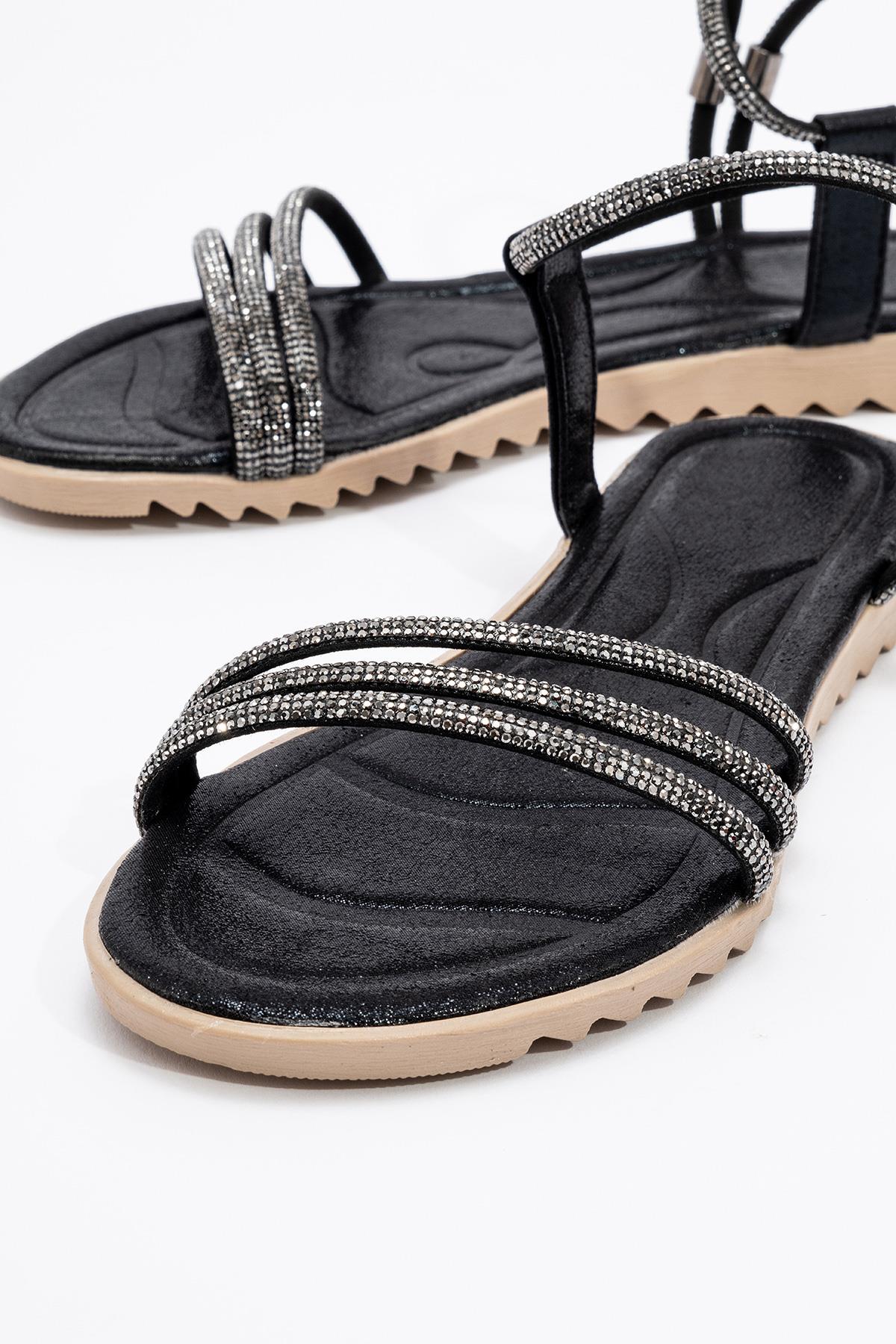 Kadın Taşlı Topuklu Ayakkabı SİYAH - Görsel 4