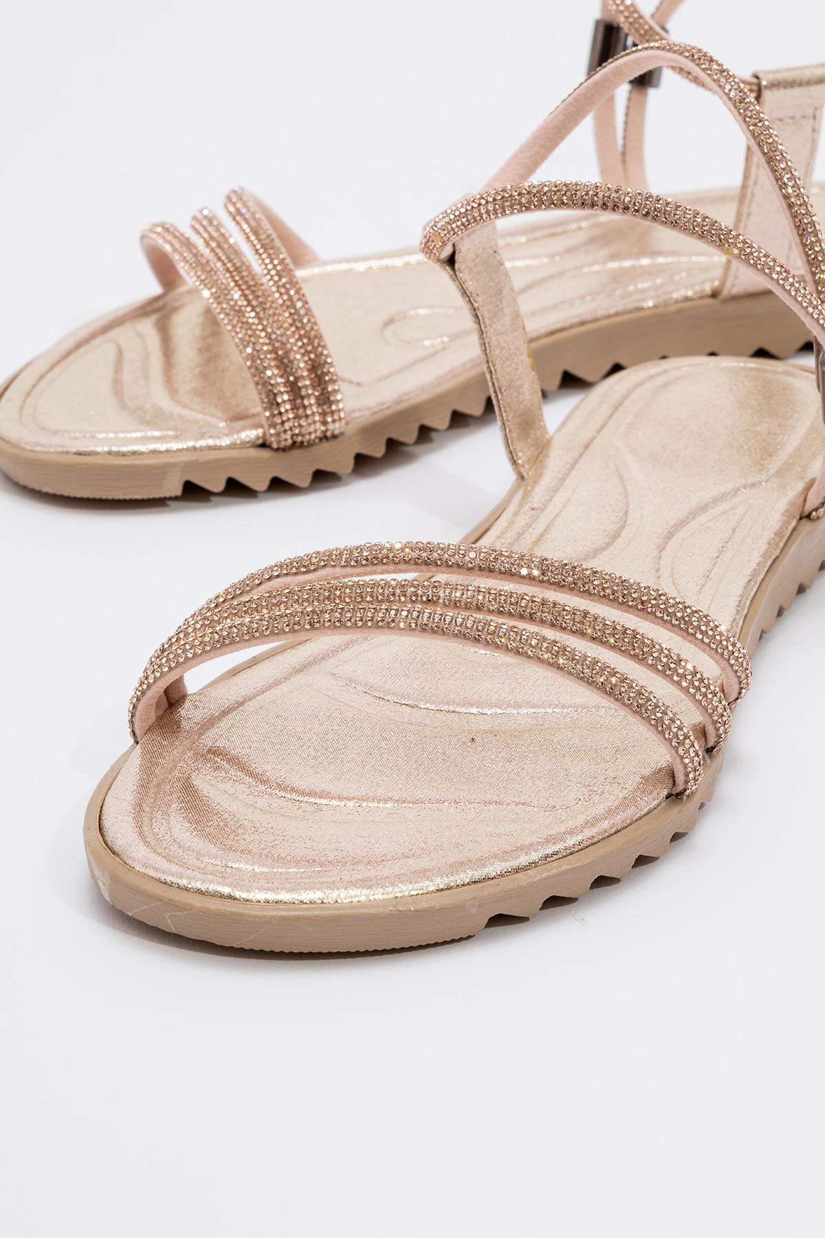 Kadın Taşlı Sandalet BAKIR - Görsel 4