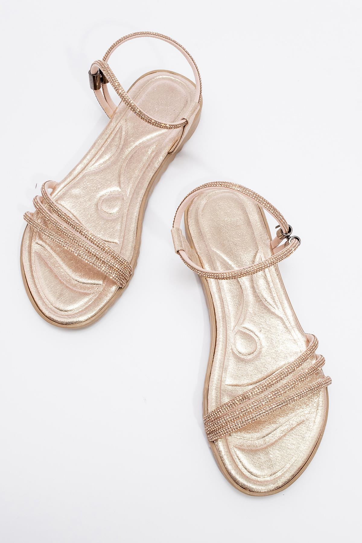 Kadın Taşlı Sandalet BAKIR - Görsel 6