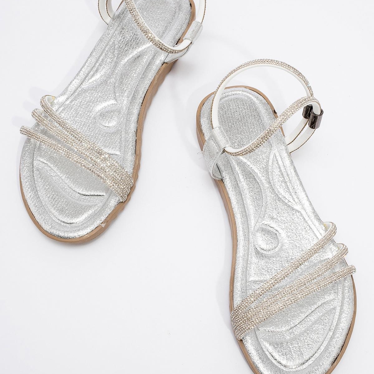 Kadın Taşlı Sandalet GÜMÜŞ - Görsel 7