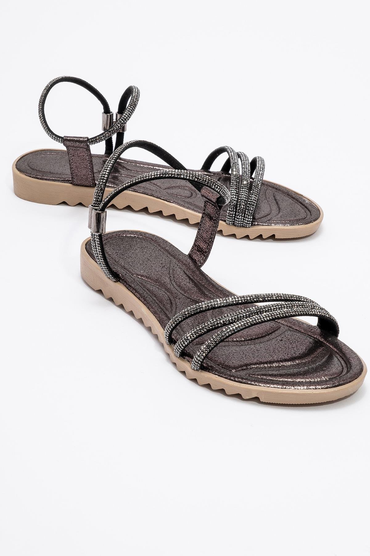 Kadın Taşlı Sandalet PLATİN - Görsel 3