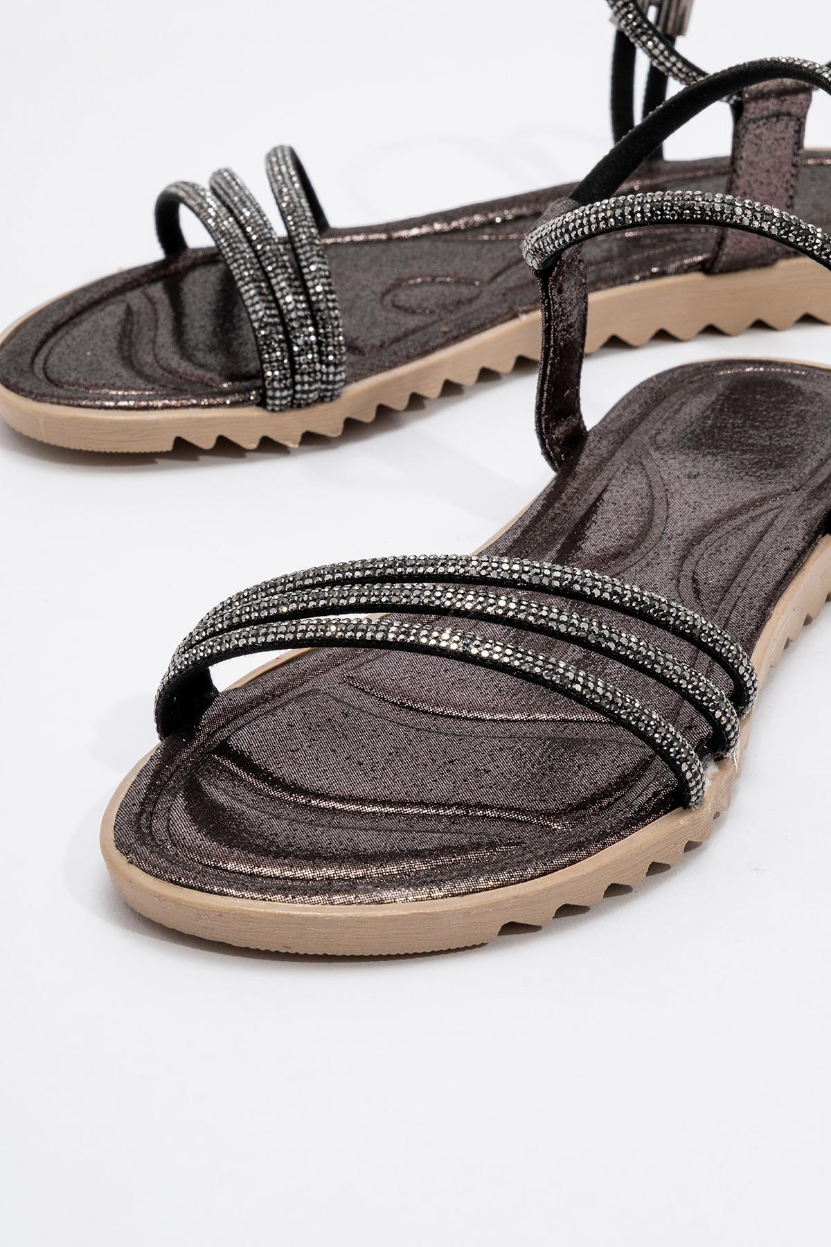 Kadın Taşlı Sandalet PLATİN - Görsel 4