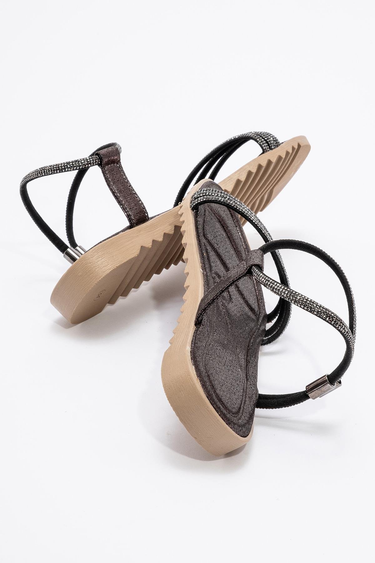 Kadın Taşlı Sandalet PLATİN - Görsel 5