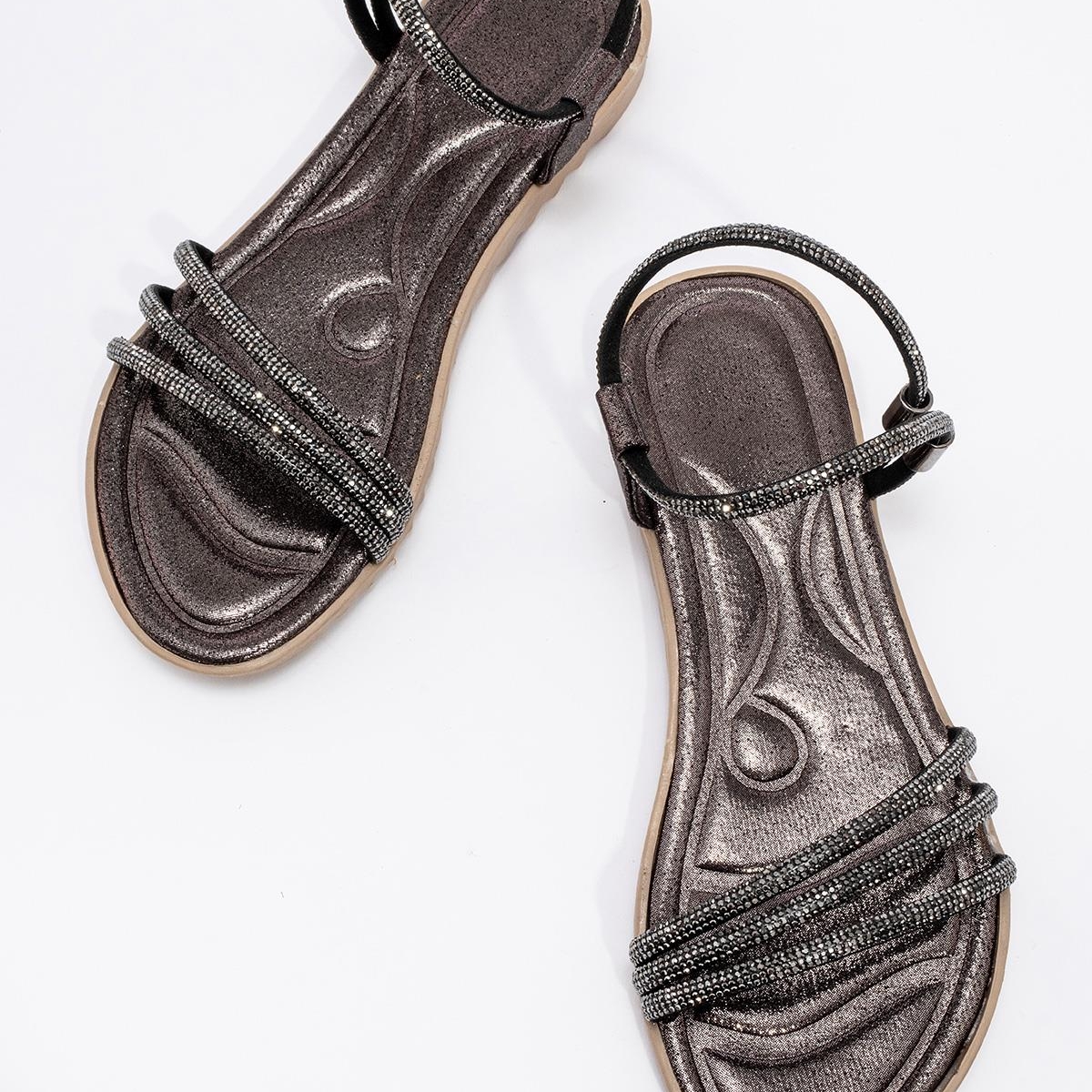 Kadın Taşlı Sandalet PLATİN - Görsel 7