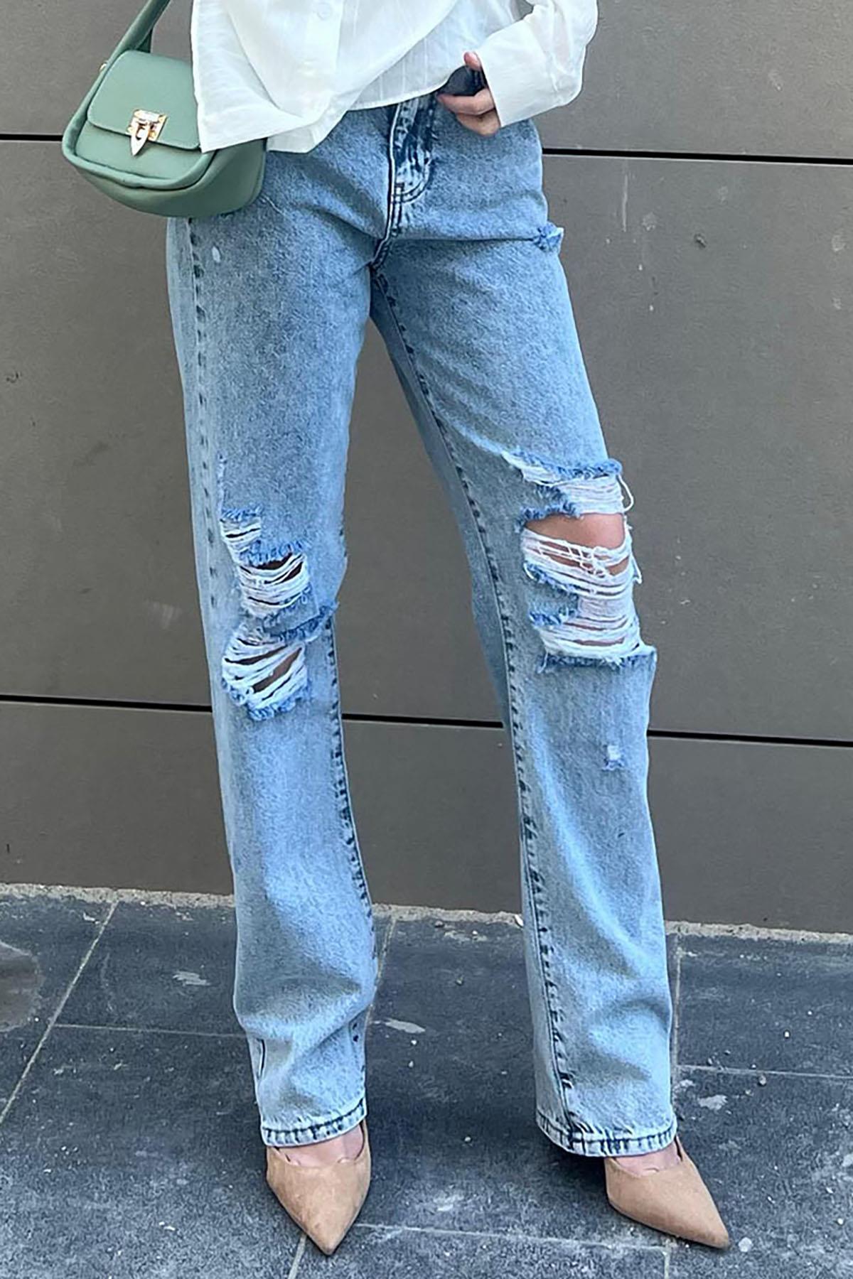 Açık Mavi Straight Fit Jean MG2031