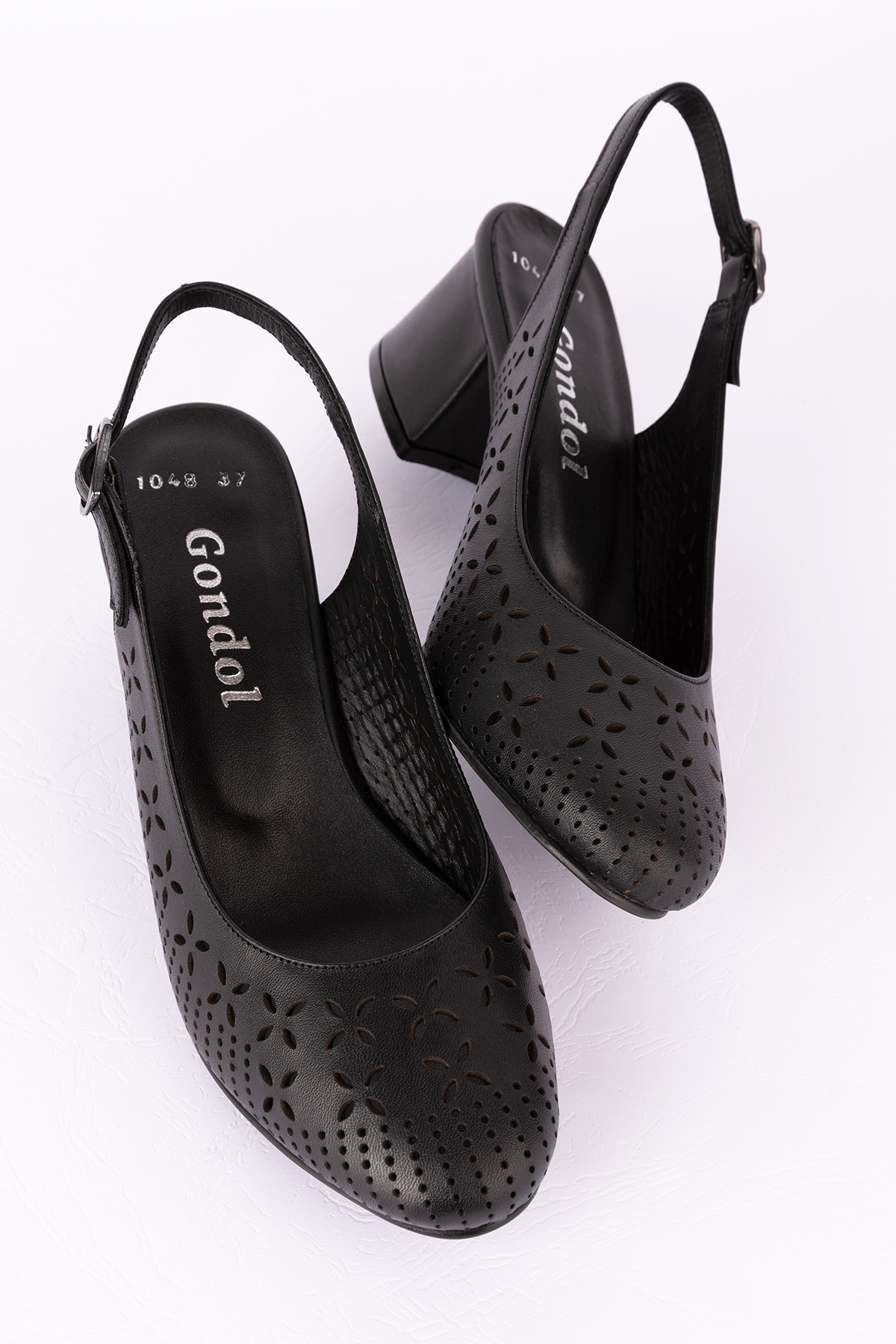 Gondol Hakiki Deri Lazer Kesim Şık Topuklu Ayakkabı şhn.1048 - Görsel 4