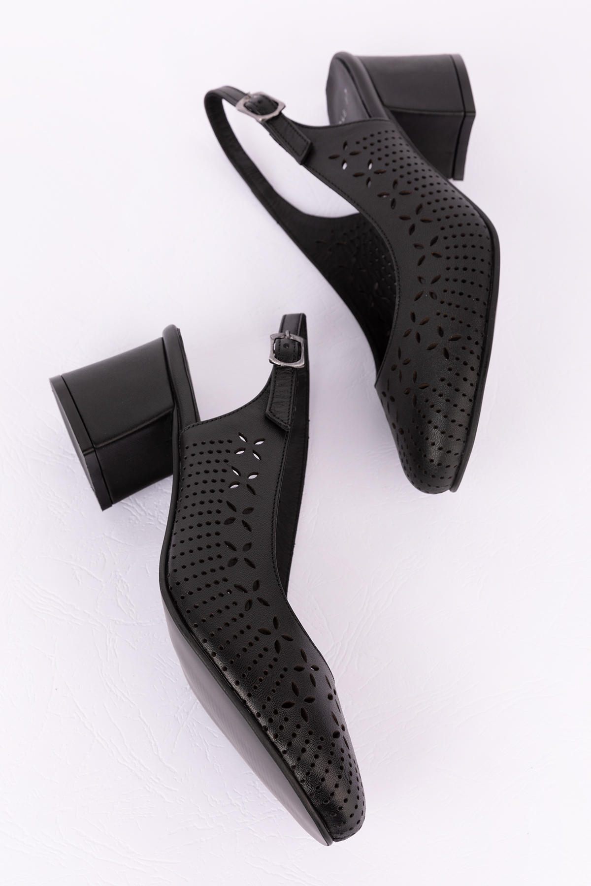 Gondol Hakiki Deri Lazer Kesim Şık Topuklu Ayakkabı şhn.1048 - Görsel 5