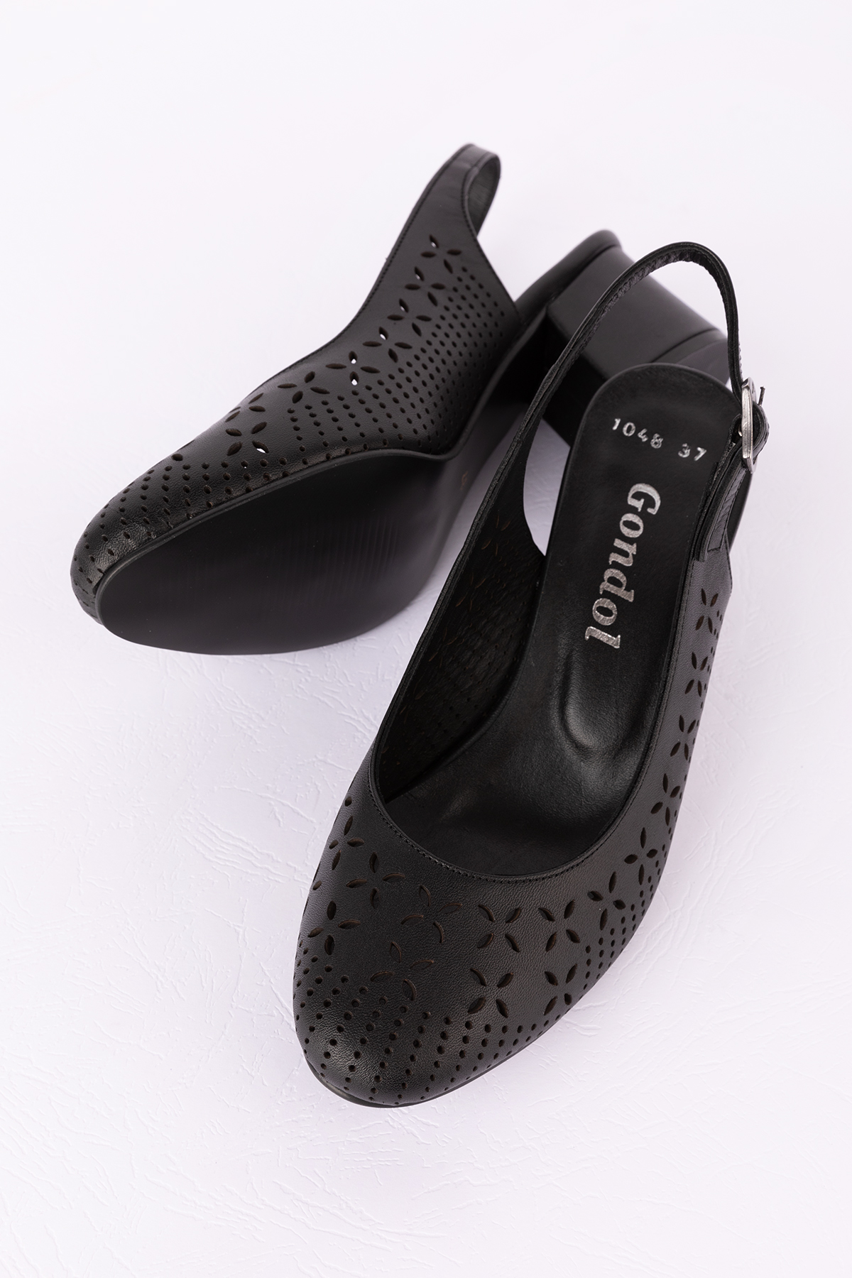 Gondol Hakiki Deri Lazer Kesim Şık Topuklu Ayakkabı şhn.1048 - Görsel 6