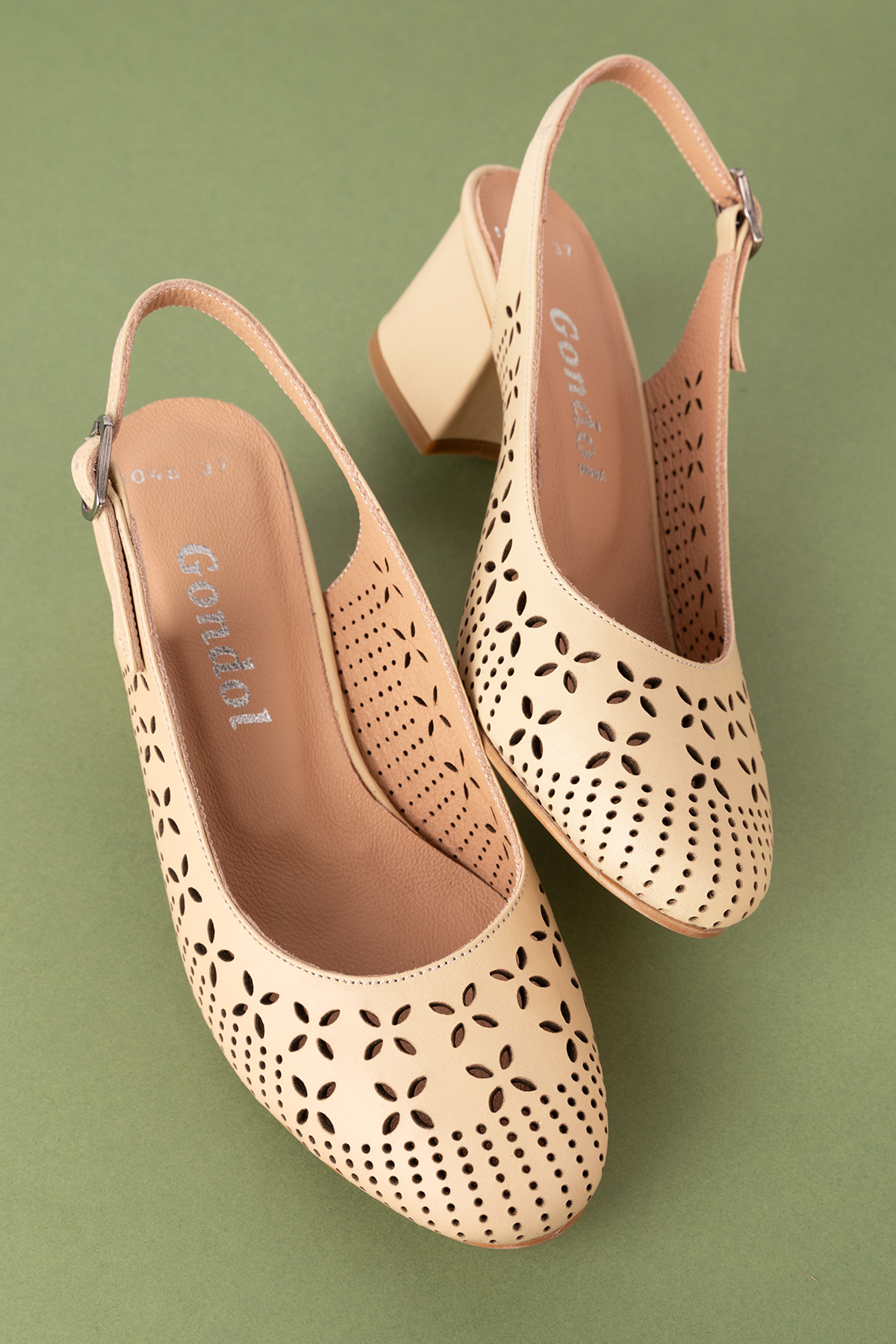 Gondol Hakiki Deri Lazer Kesim Şık Topuklu Ayakkabı şhn.1048 - Görsel 5