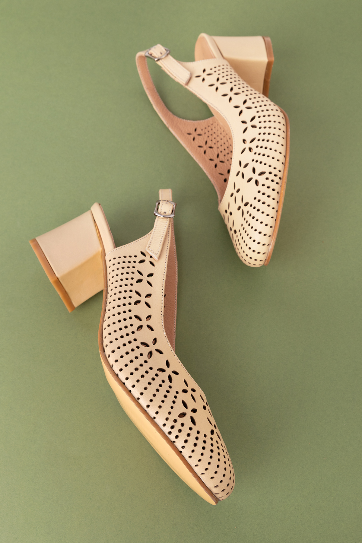 Gondol Hakiki Deri Lazer Kesim Şık Topuklu Ayakkabı şhn.1048 - Görsel 6