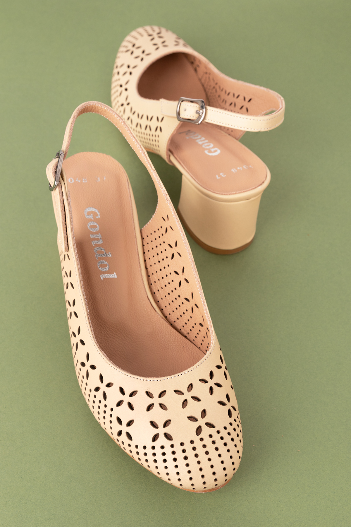 Gondol Hakiki Deri Lazer Kesim Şık Topuklu Ayakkabı şhn.1048 - Görsel 7