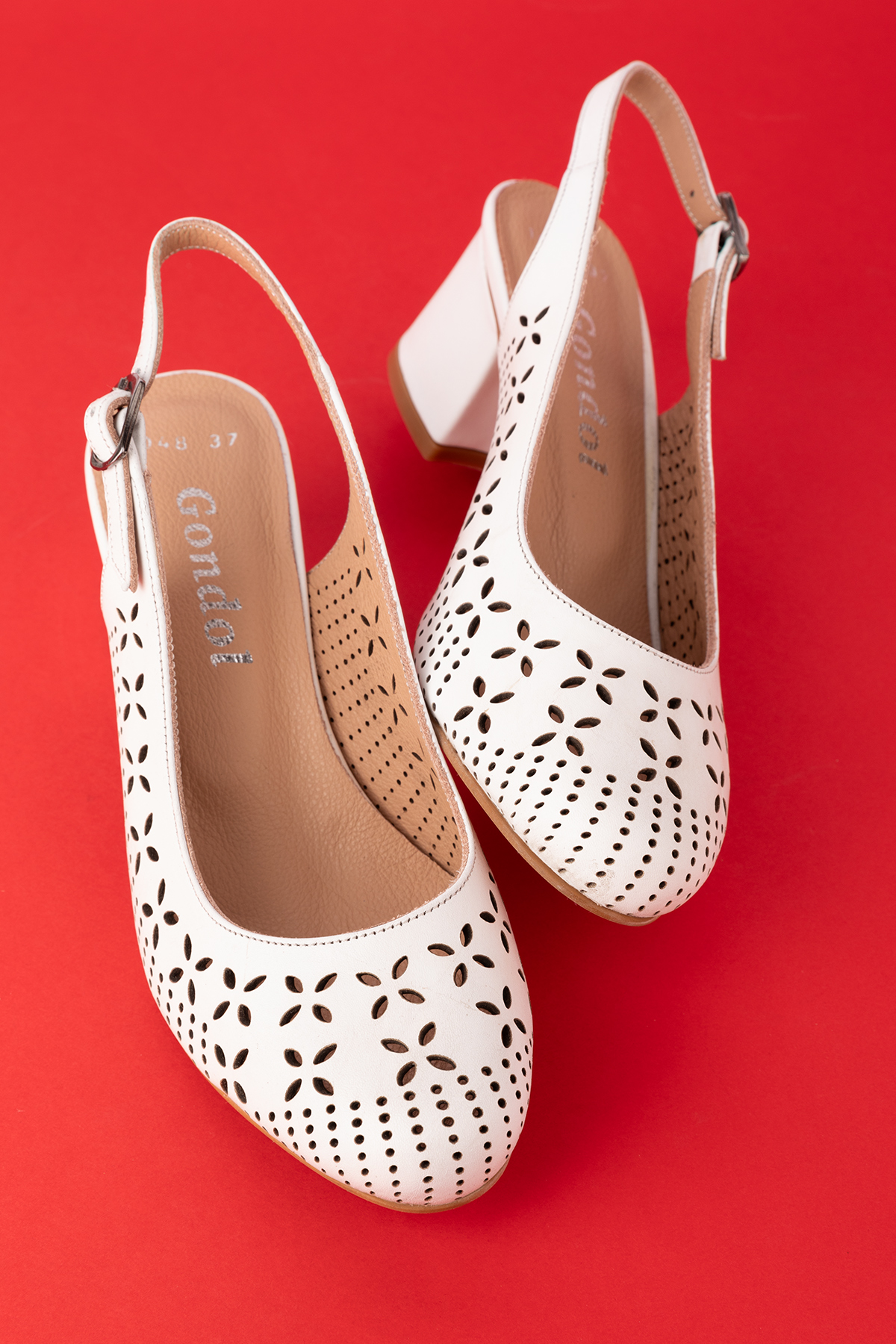 Gondol Hakiki Deri Lazer Kesim Şık Topuklu Ayakkabı şhn.1048 - Görsel 4