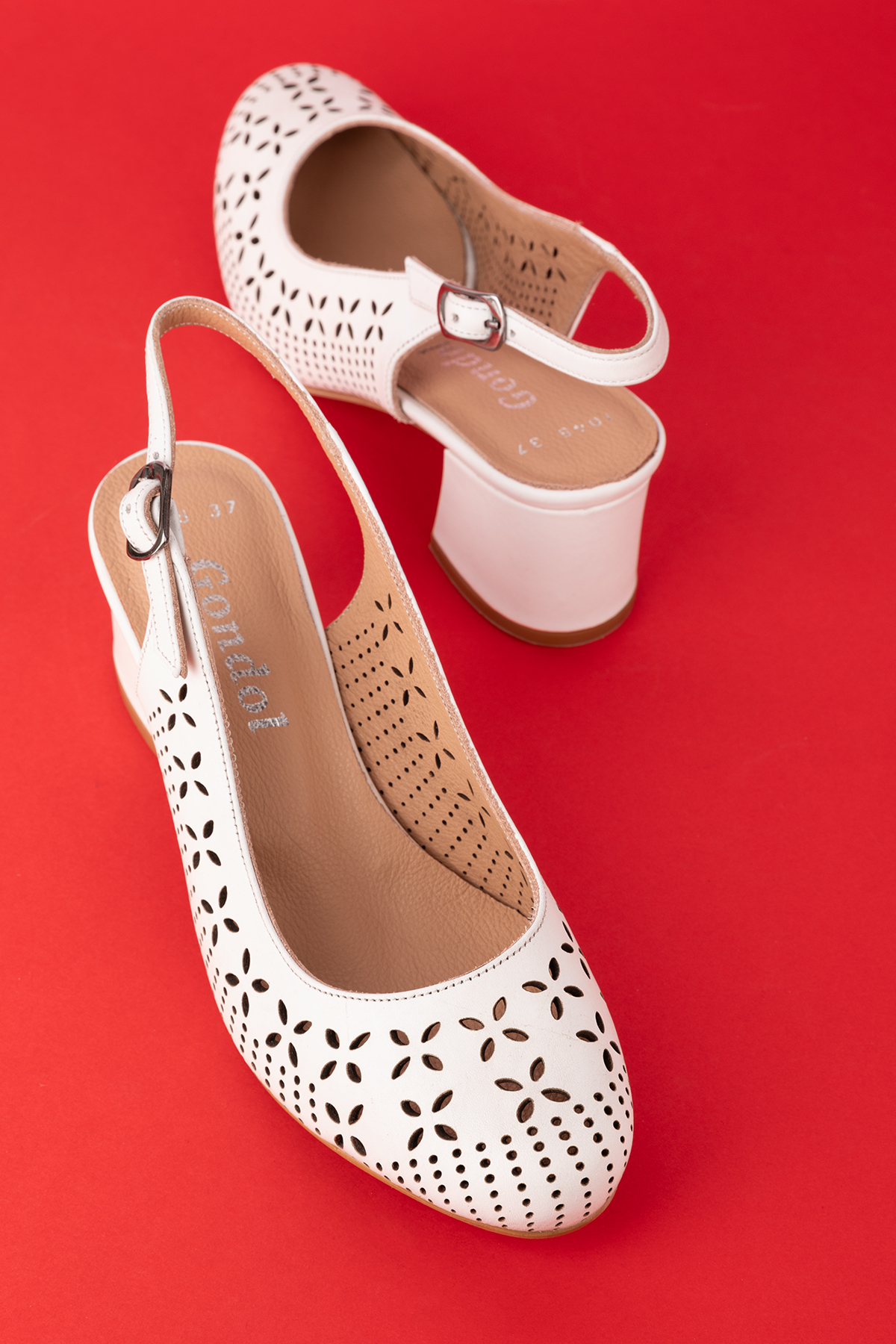 Gondol Hakiki Deri Lazer Kesim Şık Topuklu Ayakkabı şhn.1048 - Görsel 6