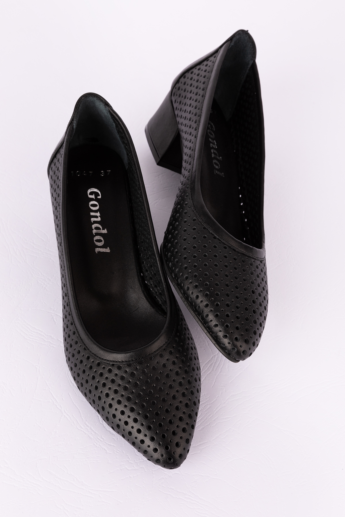 Gondol Hakiki Deri Yazlık Delikli Klasik Topuklu Ayakkabı şhn.1047 - Görsel 4