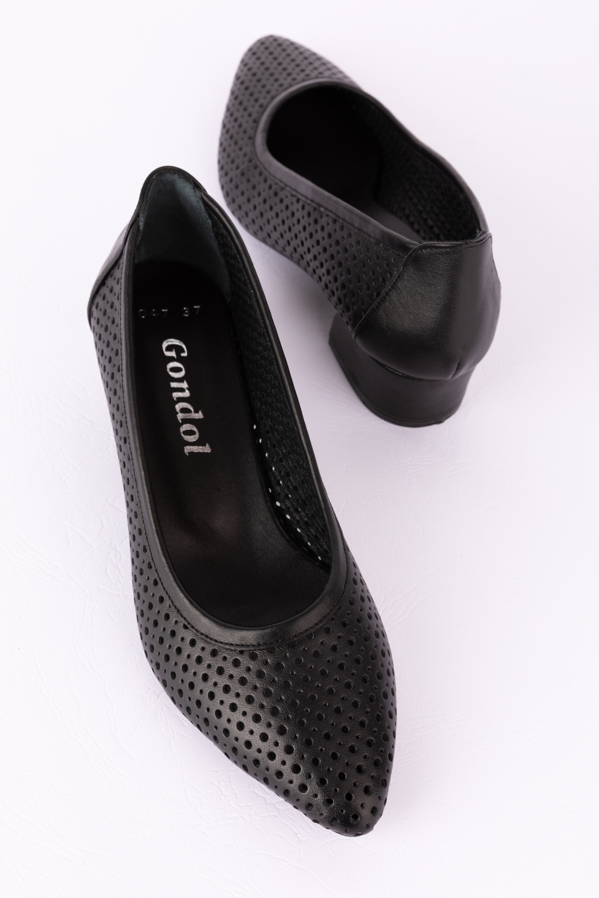 Gondol Hakiki Deri Yazlık Delikli Klasik Topuklu Ayakkabı şhn.1047 - Görsel 7