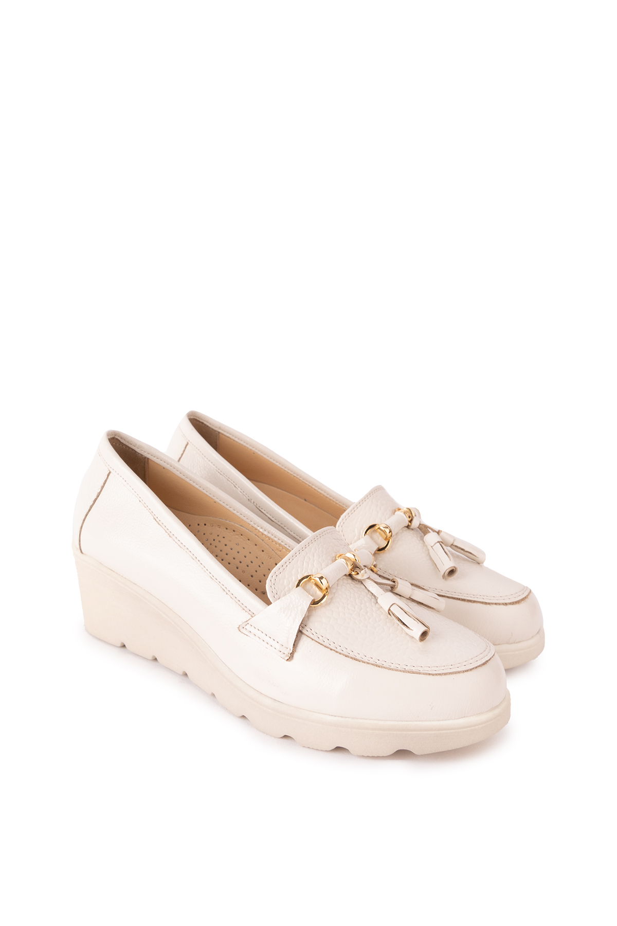 Gondol Kadın Hakiki Deri Dolgu Topuk Rahat Şık Anne Ayakkabısı ell.6821 - Görsel 3