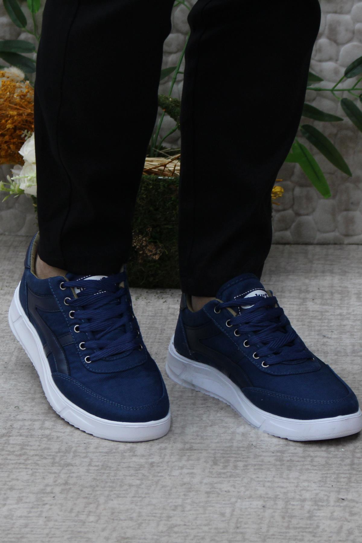 Dks 2004 Mavi Hafif Rahat Keten Sneaker Erkek Ayakkabı - Görsel 3