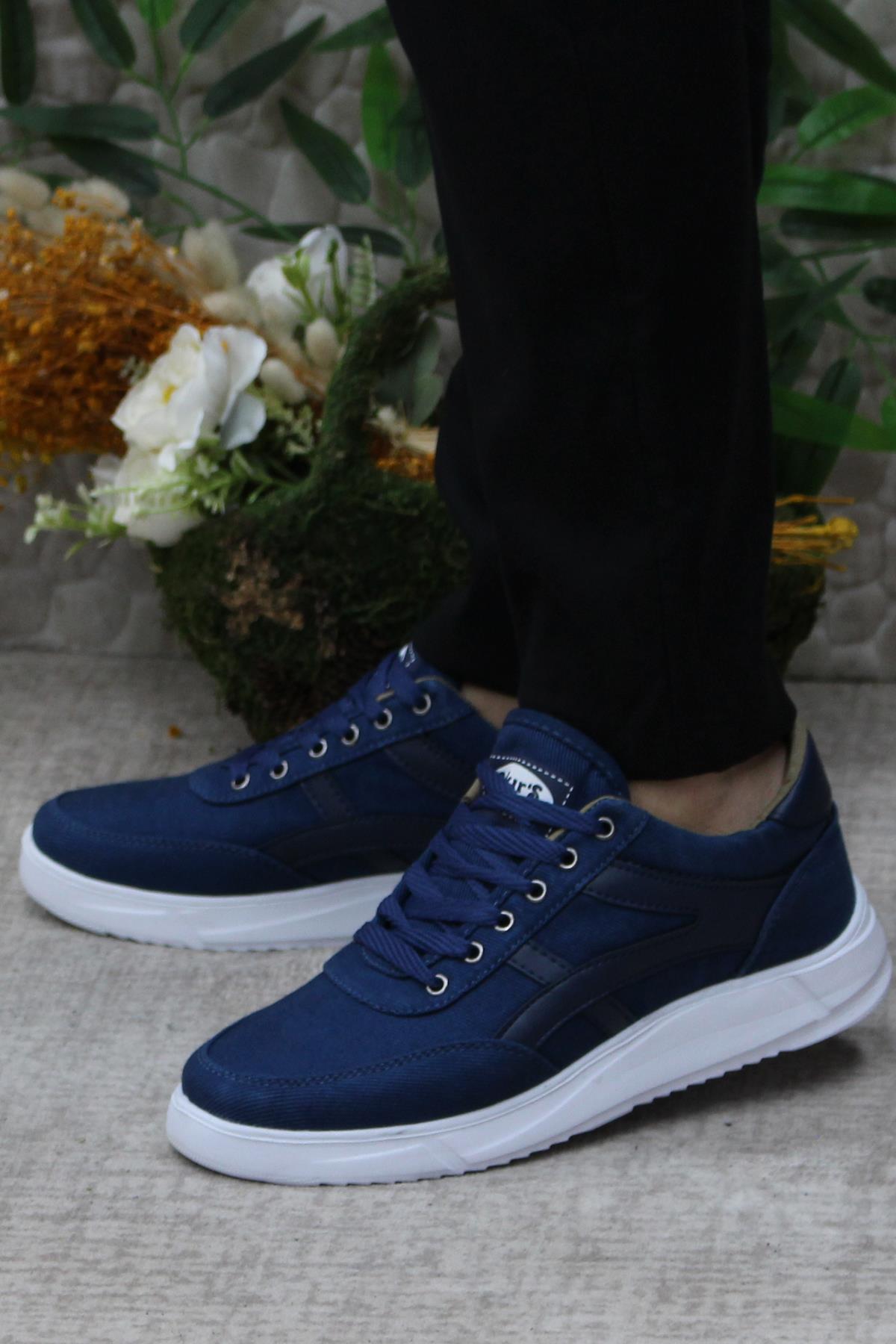 Dks 2004 Mavi Hafif Rahat Keten Sneaker Erkek Ayakkabı - Görsel 4