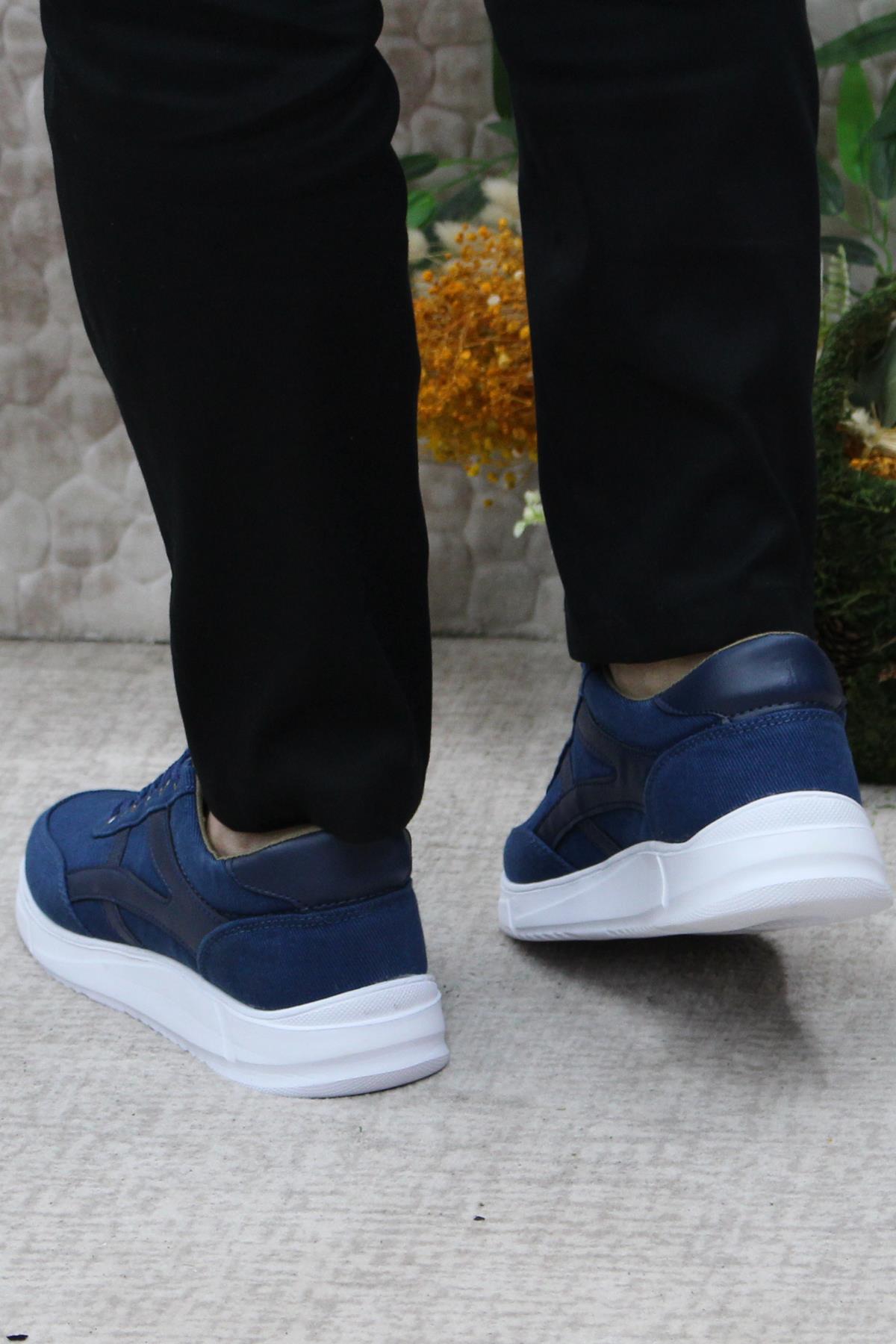 Dks 2004 Mavi Hafif Rahat Keten Sneaker Erkek Ayakkabı - Görsel 5