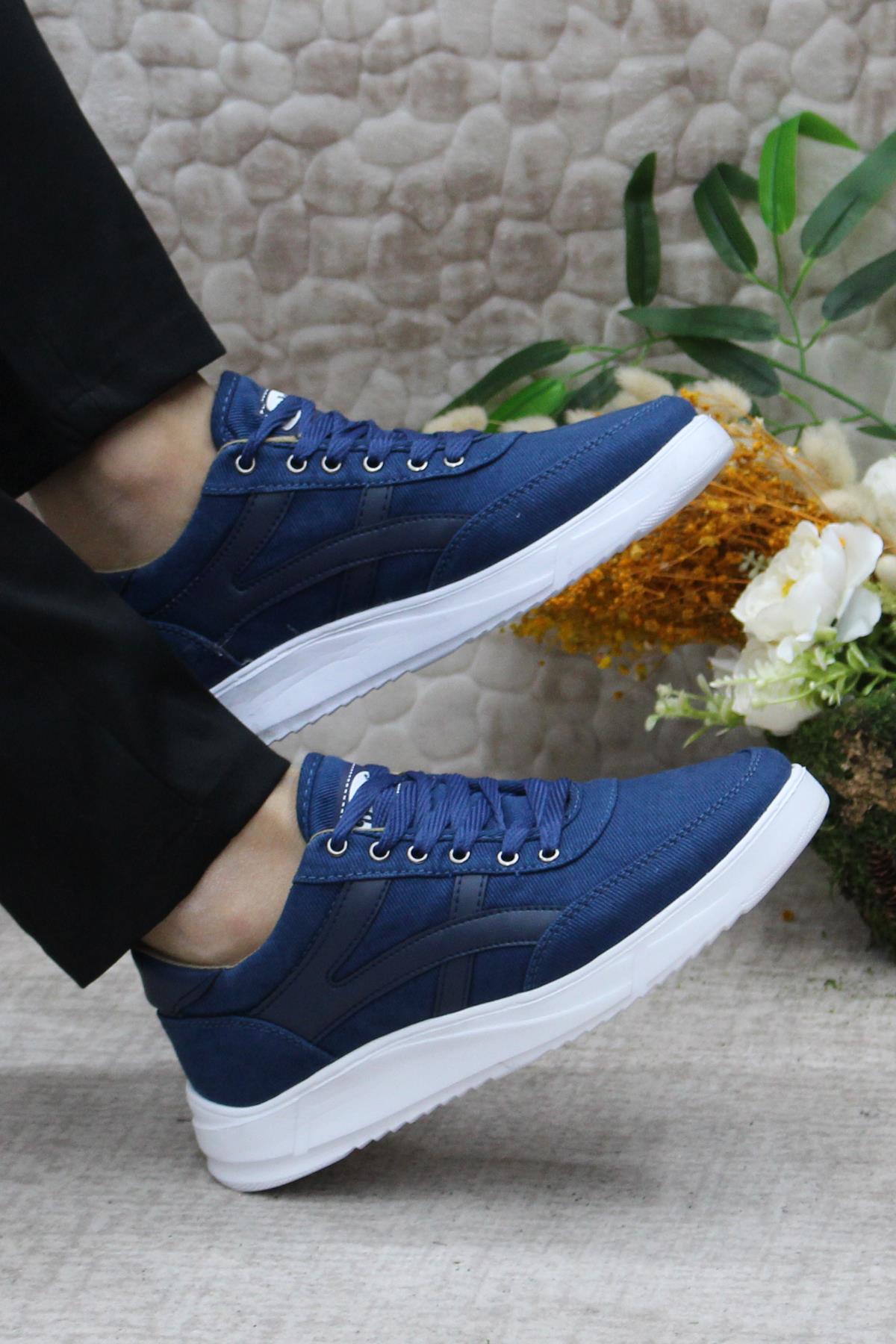 Dks 2004 Mavi Hafif Rahat Keten Sneaker Erkek Ayakkabı - Görsel 6