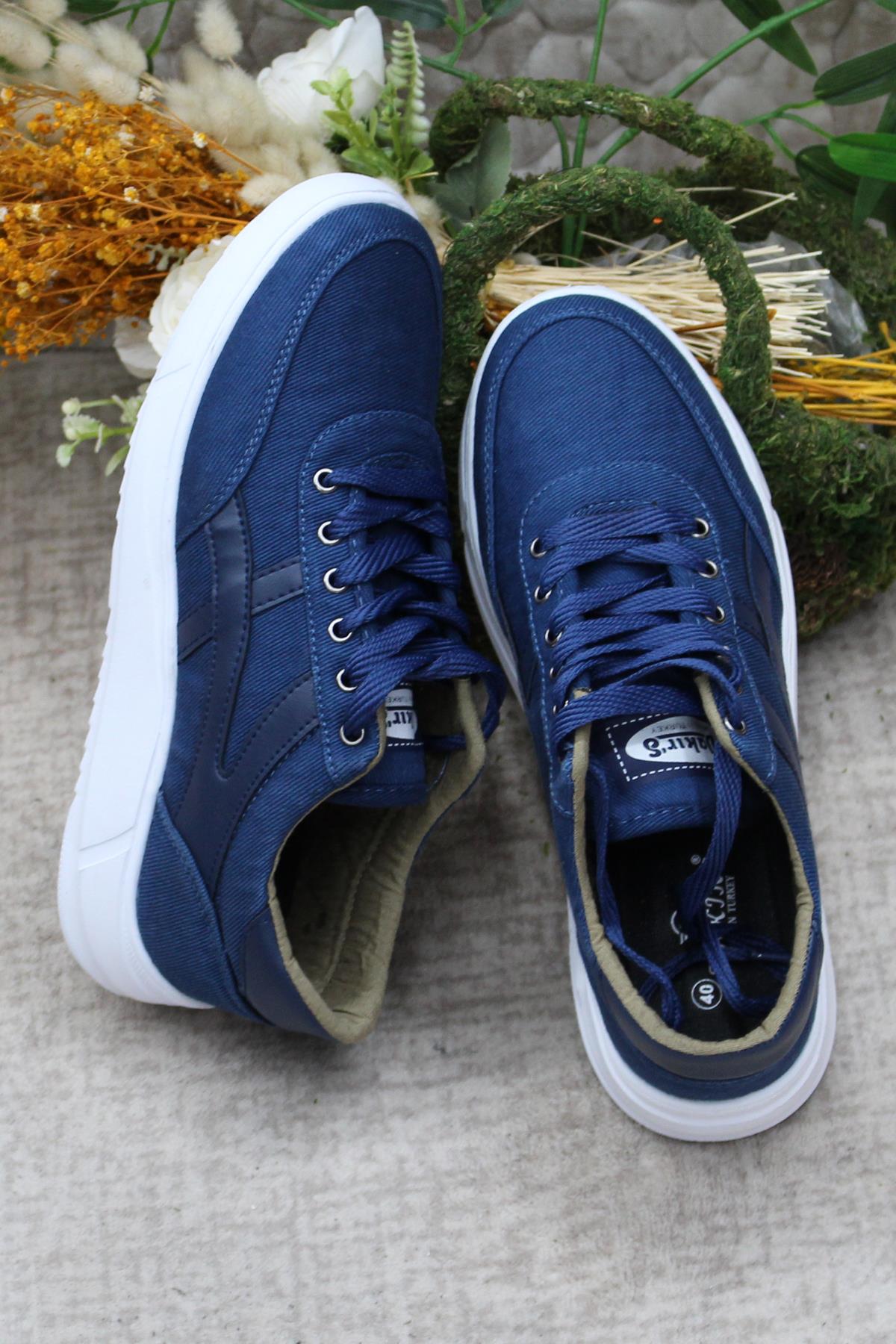 Dks 2004 Mavi Hafif Rahat Keten Sneaker Erkek Ayakkabı - Görsel 7
