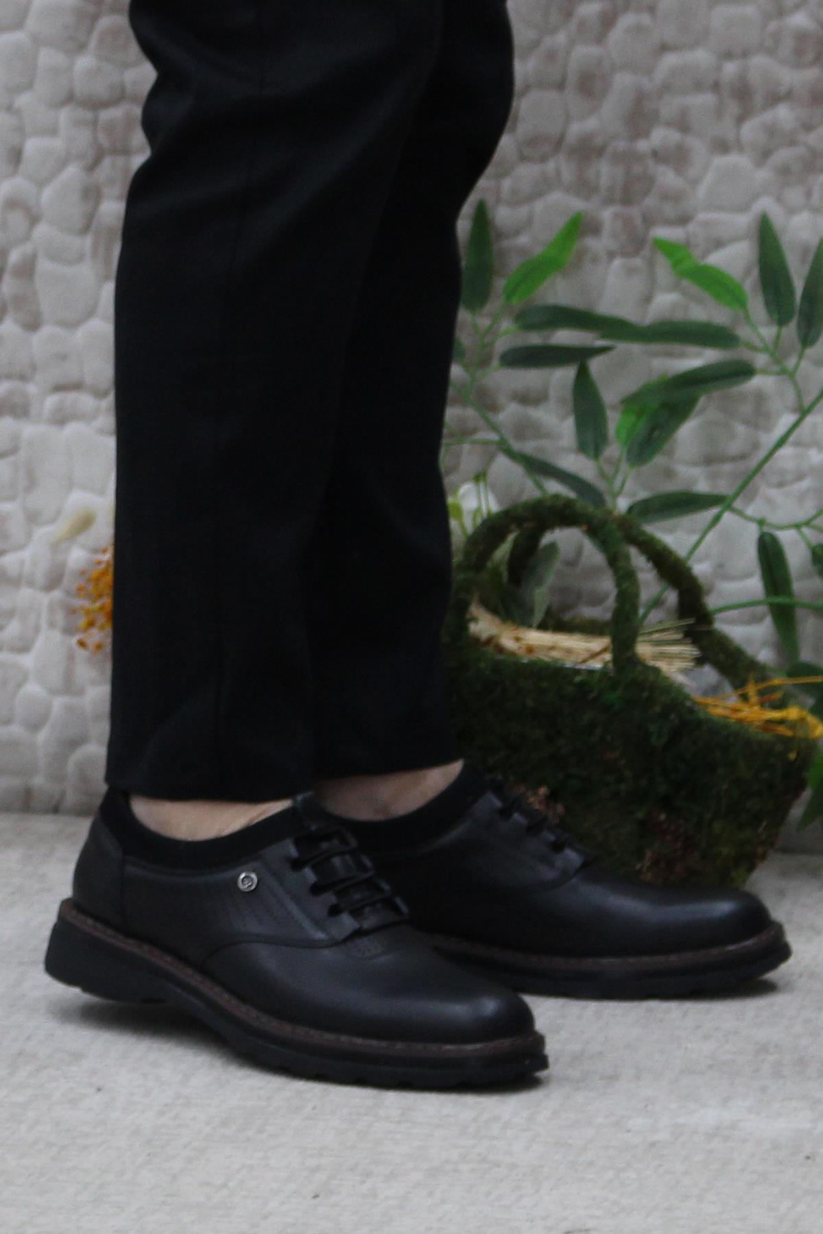 185 Siyah Marrka Hakiki Deri Erkek Ayakkabı - Görsel 2