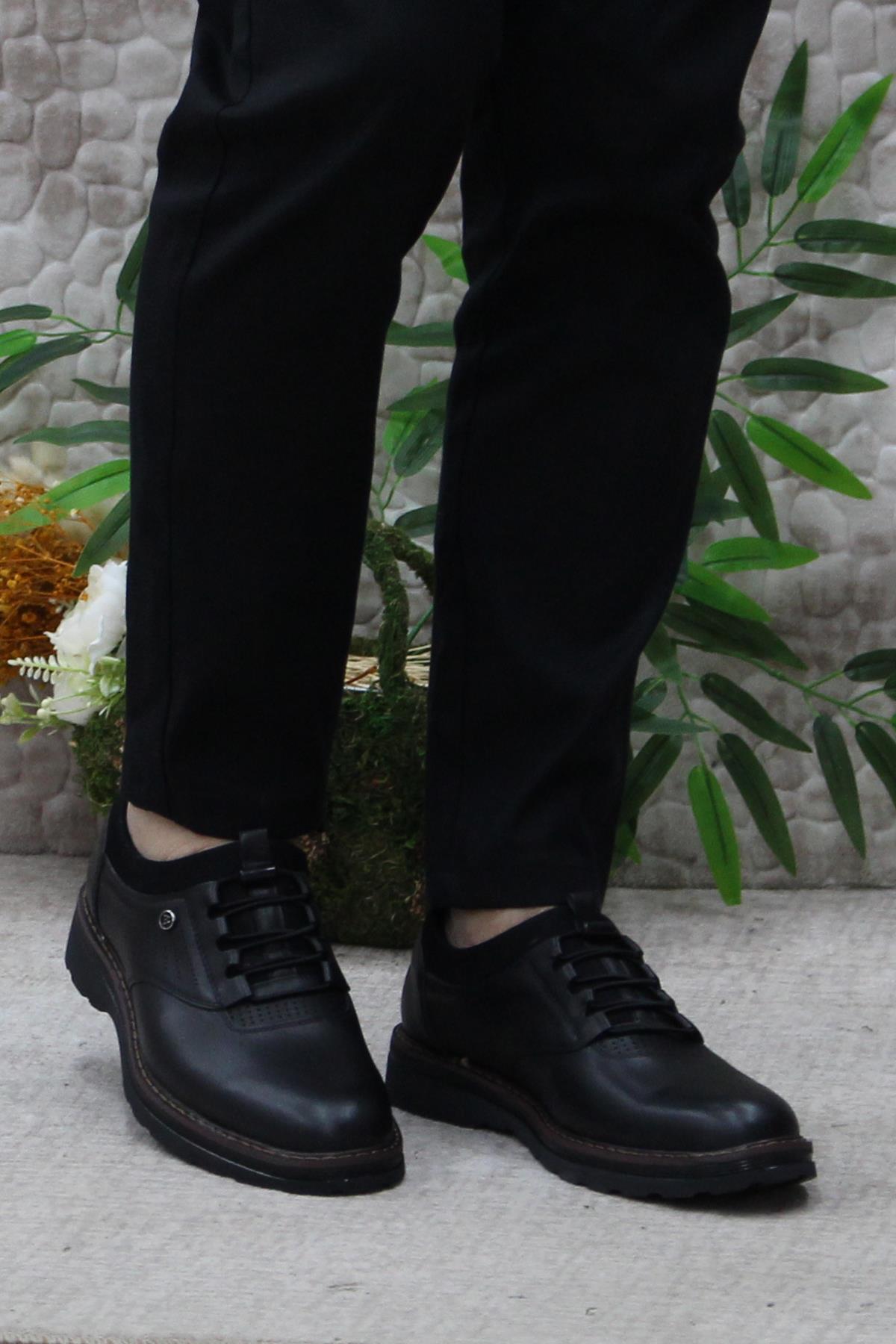 185 Siyah Marrka Hakiki Deri Erkek Ayakkabı - Görsel 3