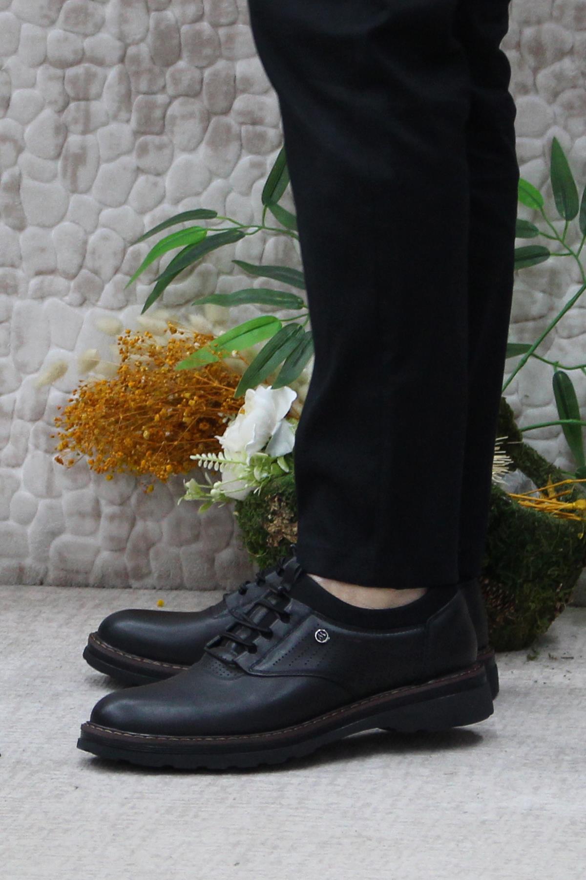 185 Siyah Marrka Hakiki Deri Erkek Ayakkabı - Görsel 4