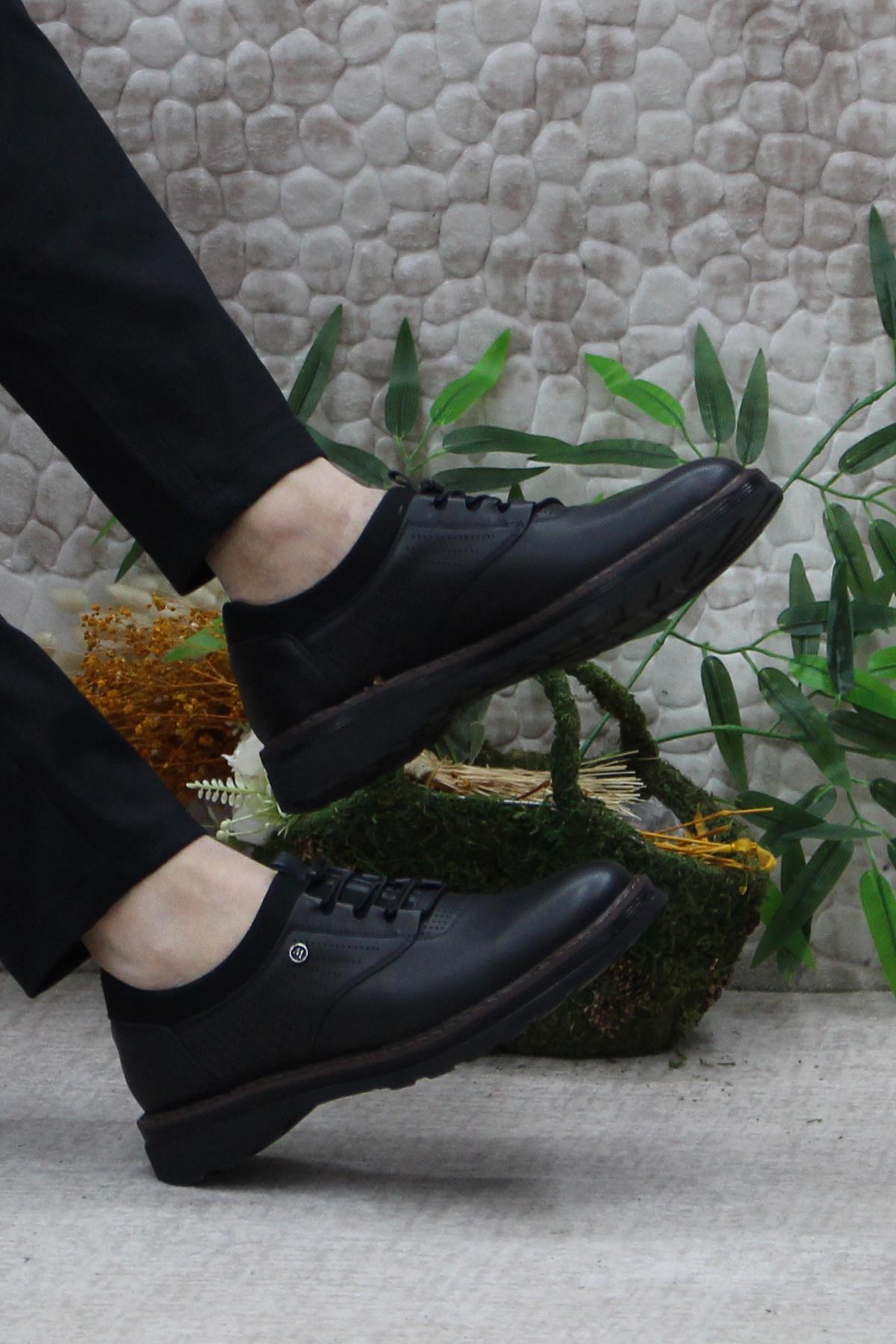 185 Siyah Marrka Hakiki Deri Erkek Ayakkabı - Görsel 6