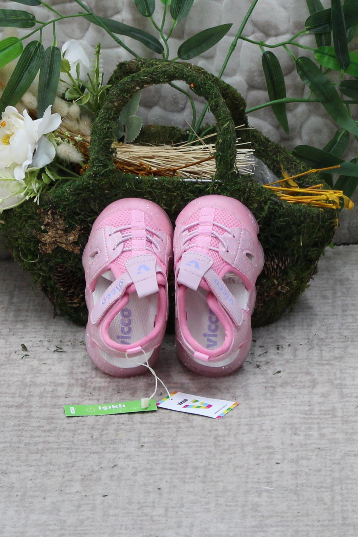 321.E24Y.211 Monrovia Pembe Rahat Esnek Işıklı Kız Çocuk Sandalet - Görsel 5